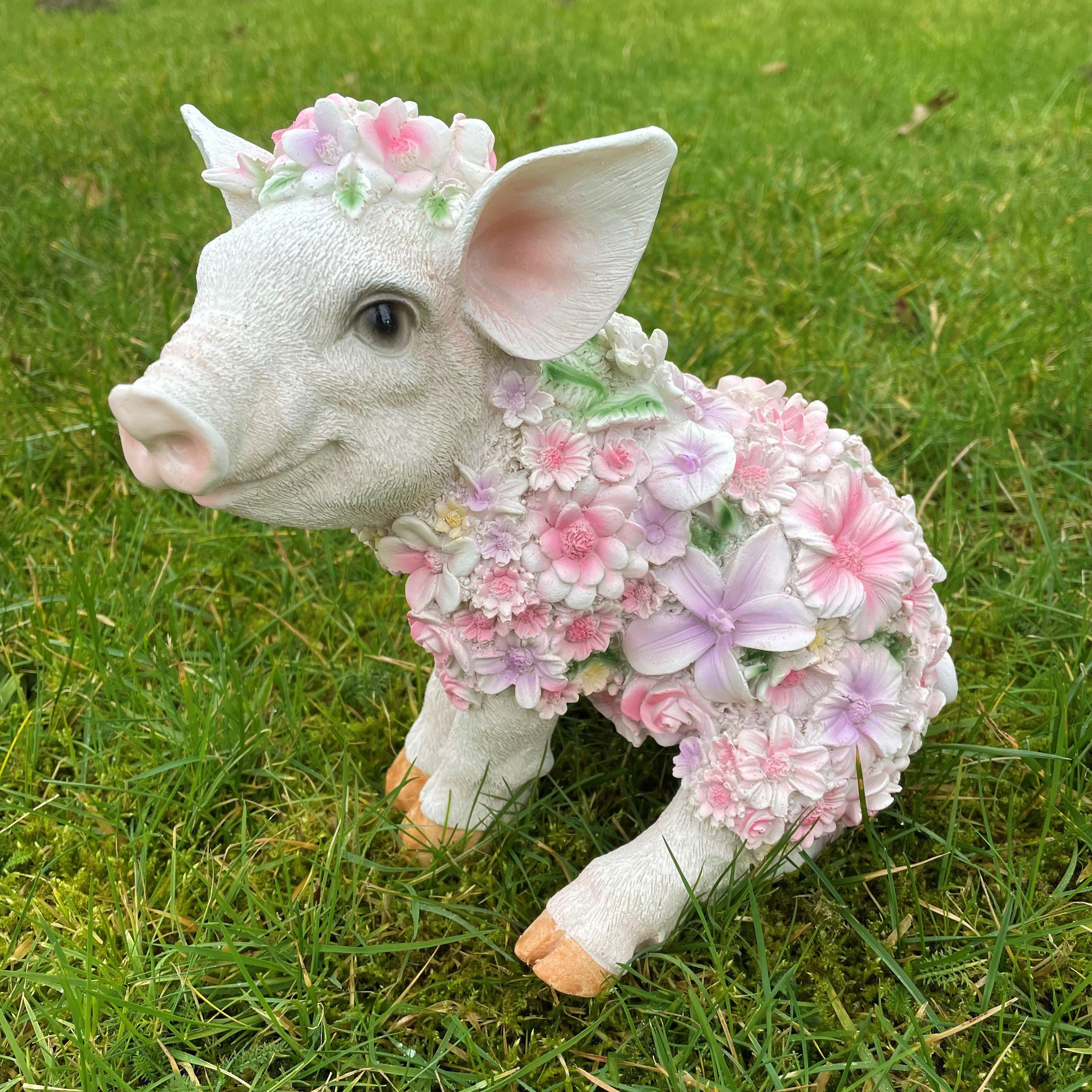 Online-Fuchs Gartenfigur Schwein im Blumenkleid Blumenwiese günstig online kaufen