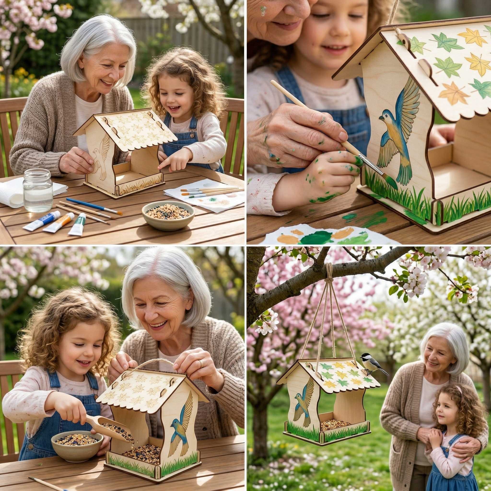 colourliving Vogelhaus Holz-Bausatz zum Bemalen, Futterhäuschen für Kinder zum Hängen, eine ganz persönliche Gartendekoration
