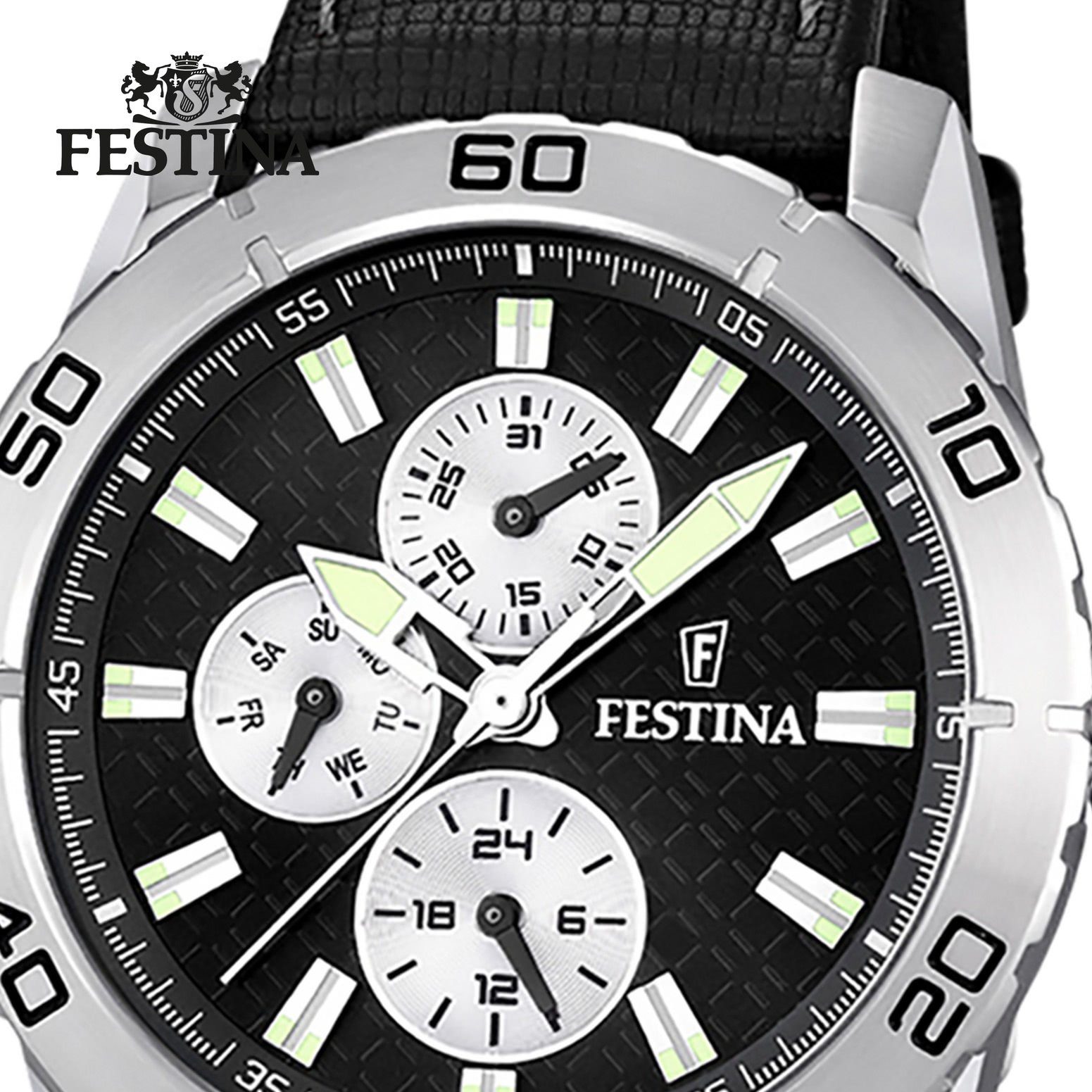 Festina Multifunktionsuhr Festina Herren Uhr F16607/3, Herren Armbanduhr  rund, Lederarmband schwarz