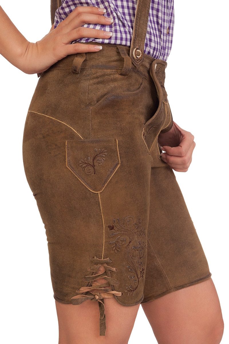 MarJo Lederhose Trachtenlederhose Damen - ZENZI - erdnuss