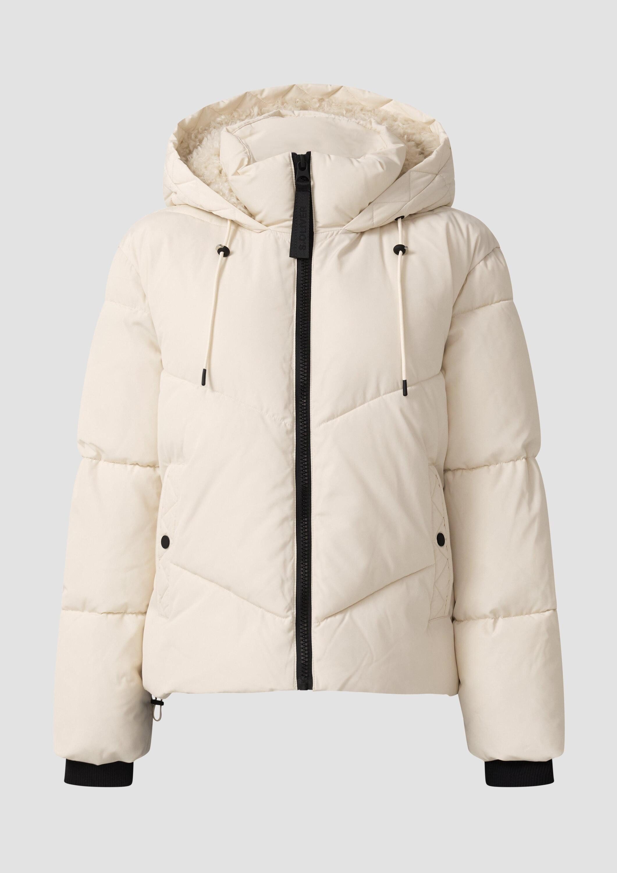 s.Oliver Winterjacke Outdoor-Jacke Wärmende Pufferjacke mit gefütterter Teddyplüsch-Kapuze