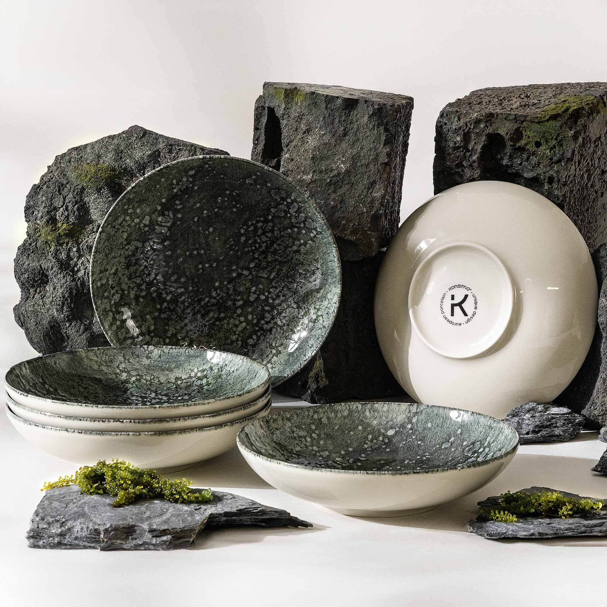 KONSIMO® Тарелки-Set MERCURO Geschirr-Set, hergestellt in der EU, (6-tlg), 6 Personen, Porzellan, spülmaschinengeeignet, mikrowellengeeignet, 6x Suppenteller