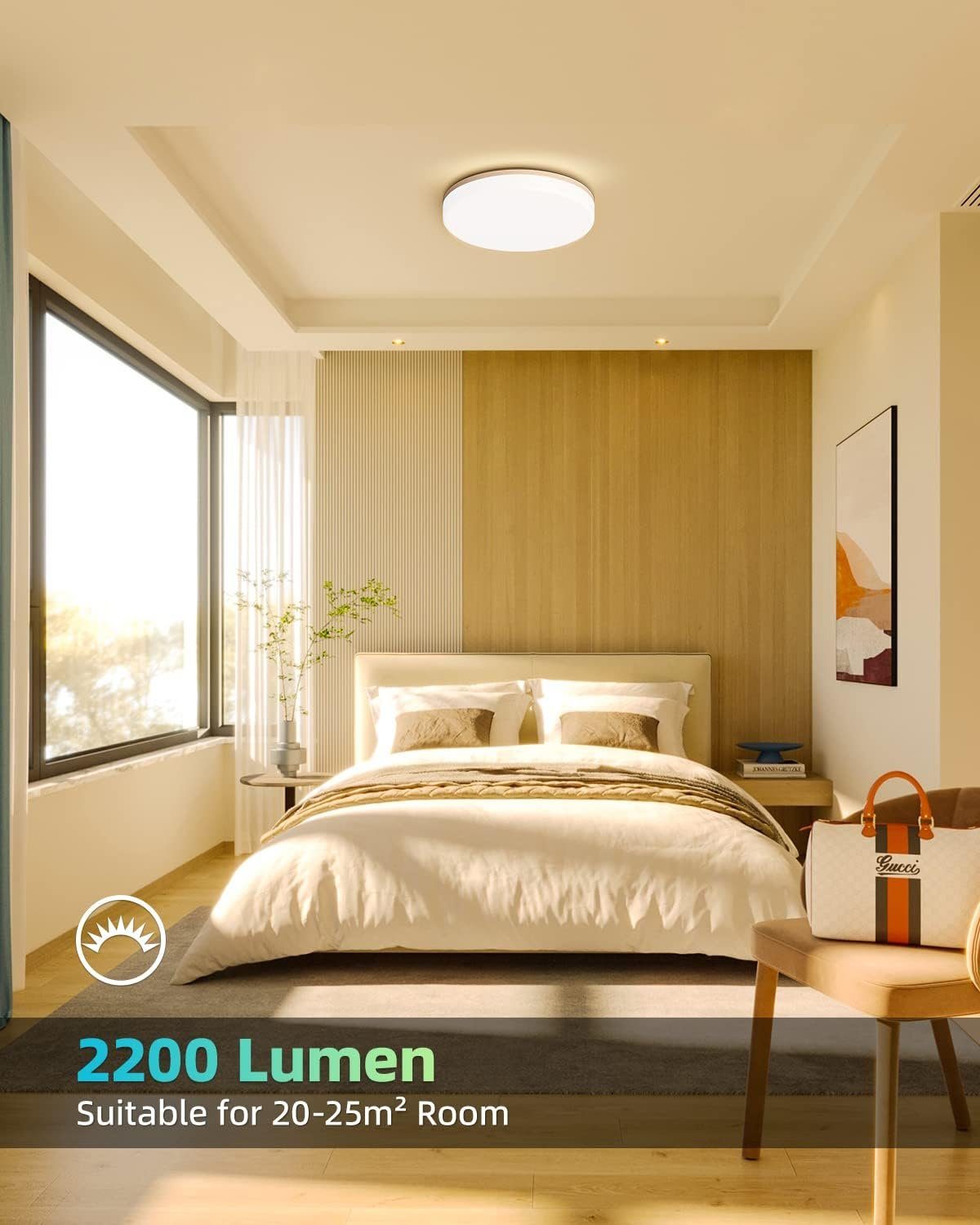 Nettlife LED Panel Deckenlampe Badezimmer, LED für integriert, Decke IP54 24W Warmweiß, Balkon fest 2700K Flur Rund Küche Badlampe Wohnzimmer Wasserdicht, Schlafzimmer