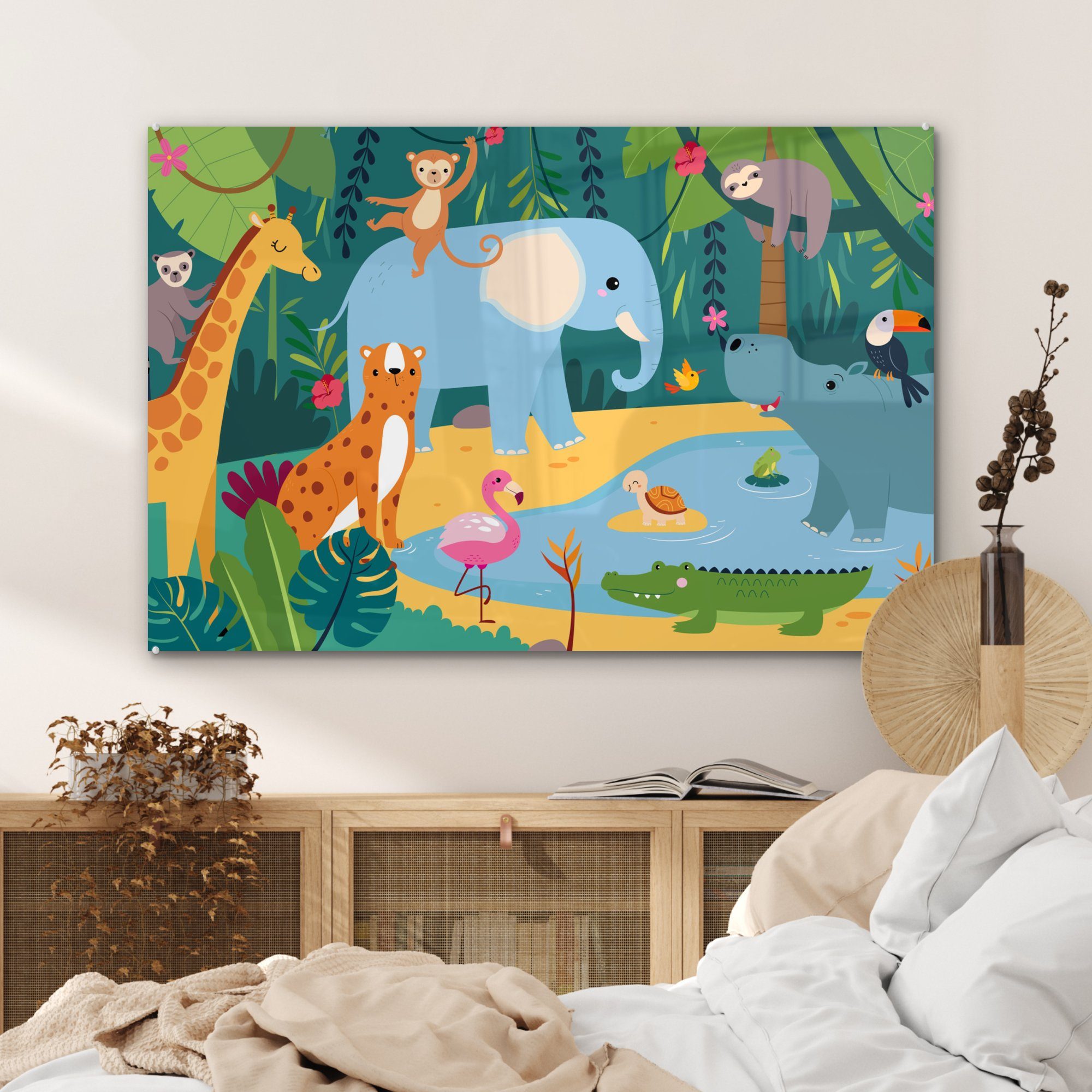 Schlafzimmer St), (1 Dschungel MuchoWow Acrylglasbild Kind, Tiere Design Wohnzimmer - - - & Acrylglasbilder
