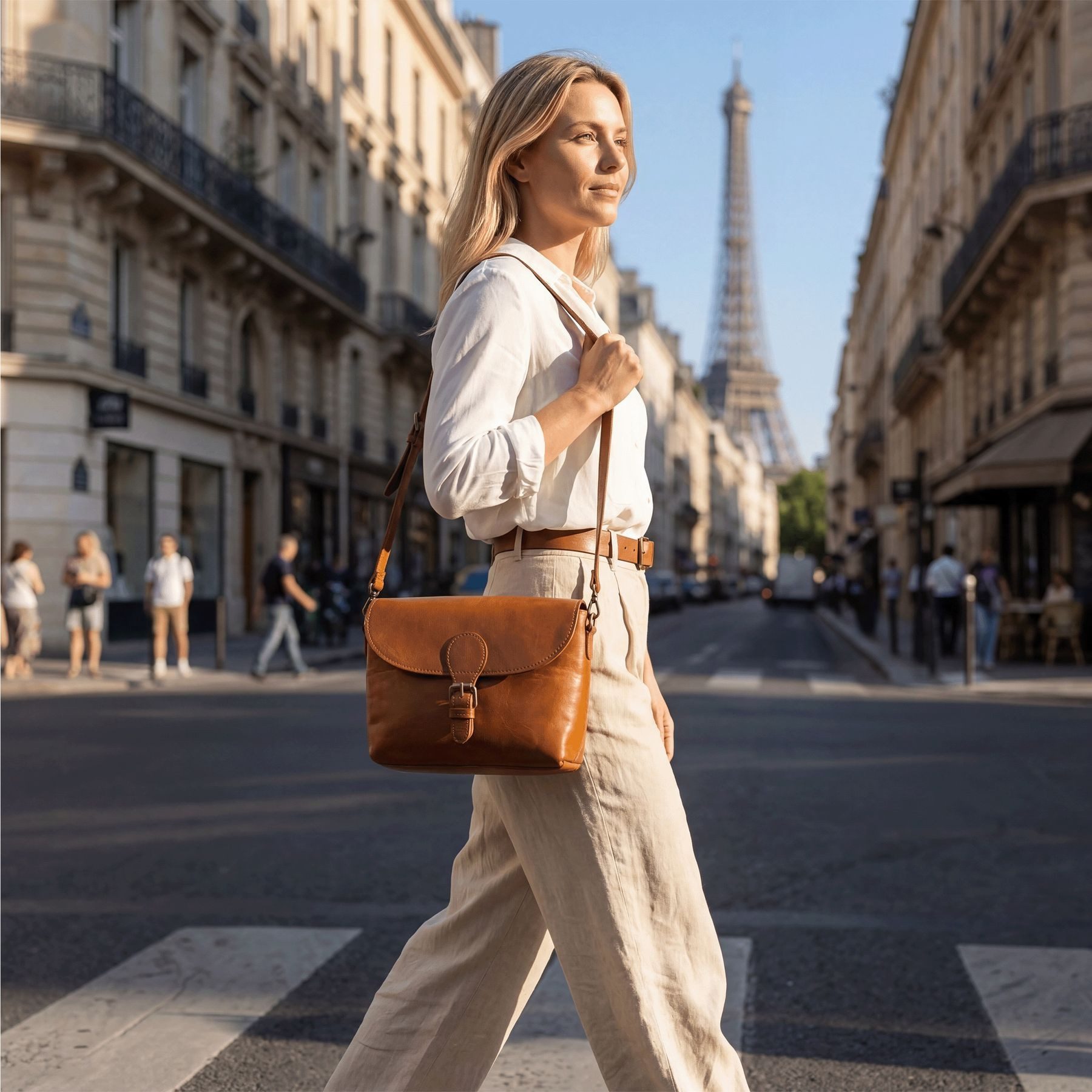 SID & VAIN Umhängetasche YALE Umhängetasche Cross-Body Bag echt Leder, Ledertasche Schultertasche Damen Messenger Bag braun