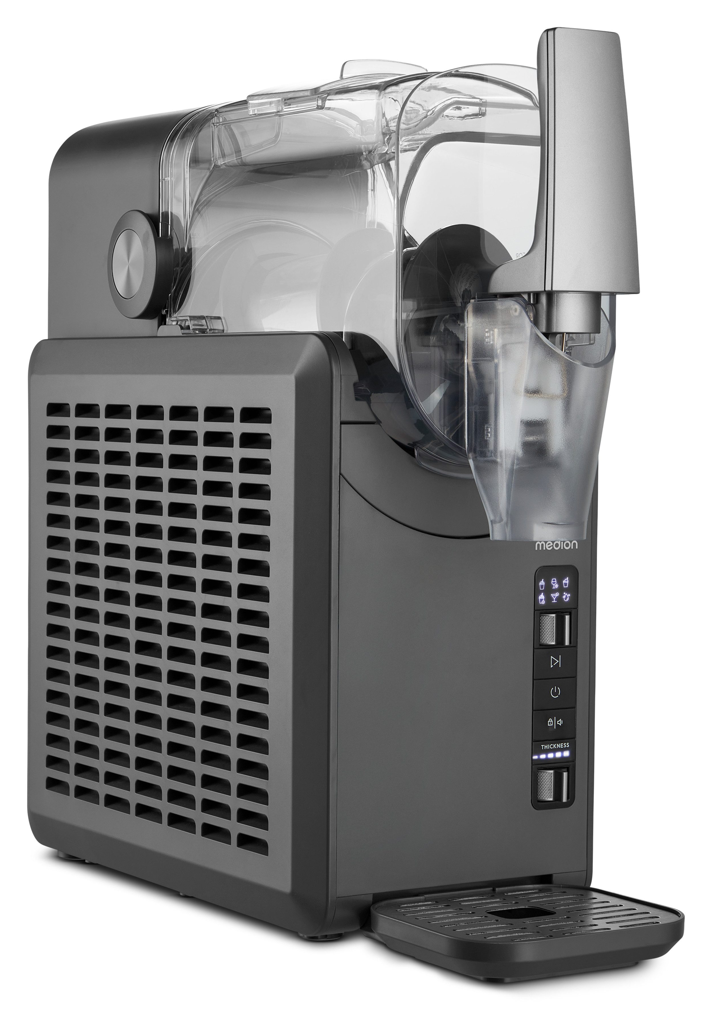 Medion® Slush-Eismaschine MD12090, Kompressorkühlung, 2,6 l, 200 W, 5 Programme, 30–60 Minuten Zubereitungszeit, Selbstreinigungsfunktion