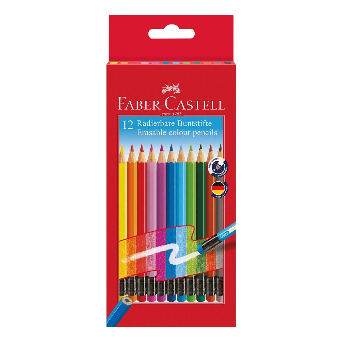 Faber-Castell Buntstift radierbar, (12-tlg), mit Radiertip