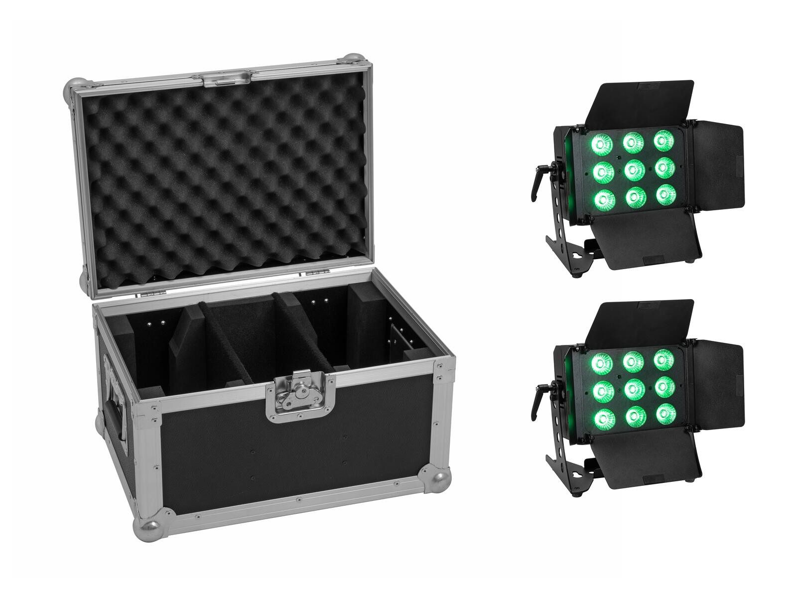 Discolicht EUROLITE Set 2x LED CLS-9 QCL RGB/WW 9x7W + Case