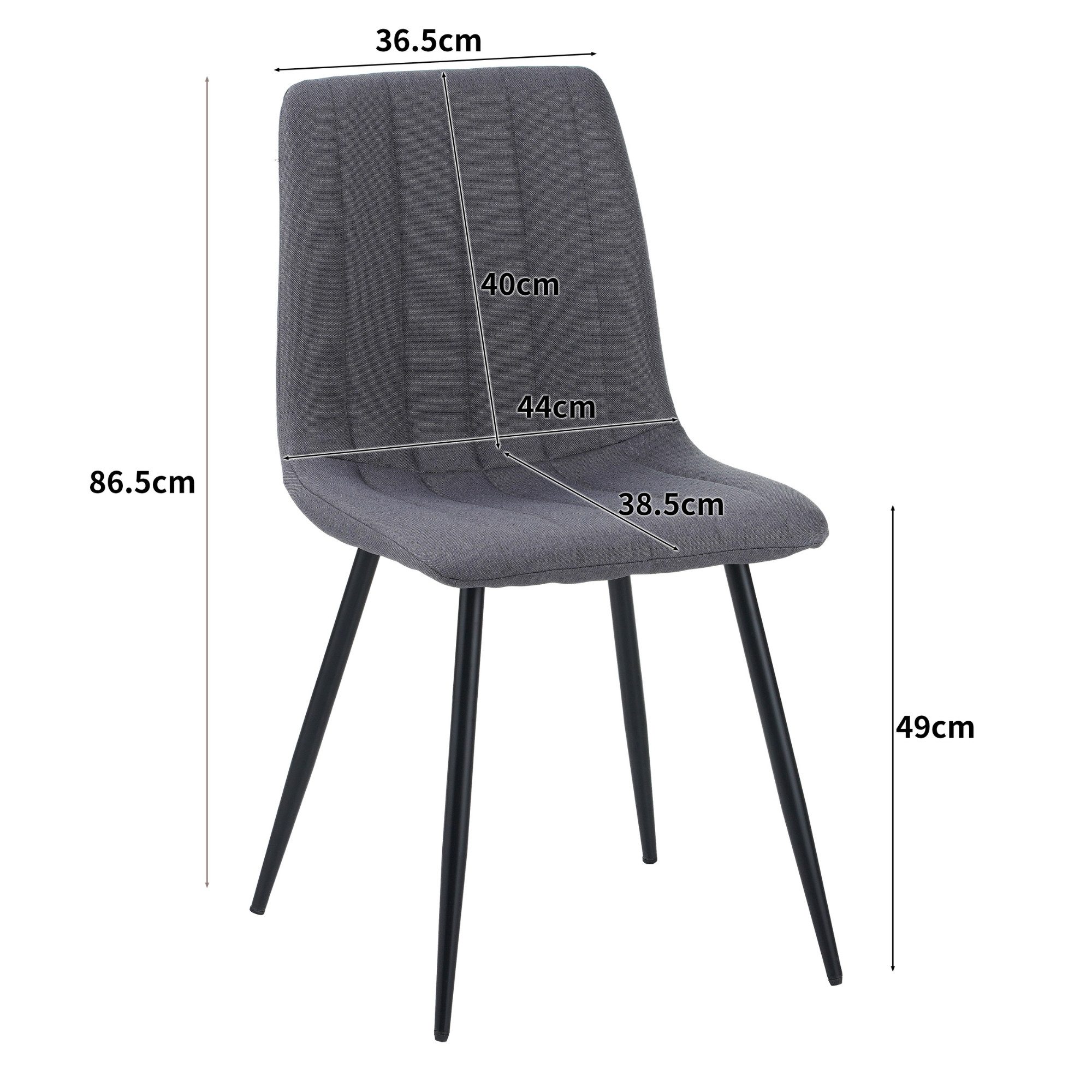 Albatros International Esszimmerstuhl Esszimmer Stühle 4 er Set GARDA, Stuhl Stühle Esszimmerstühle, Küche (4er Set, Anthrazit, Stoff Bezug), Küchenstuhl Küchen – Bild 5 von 5