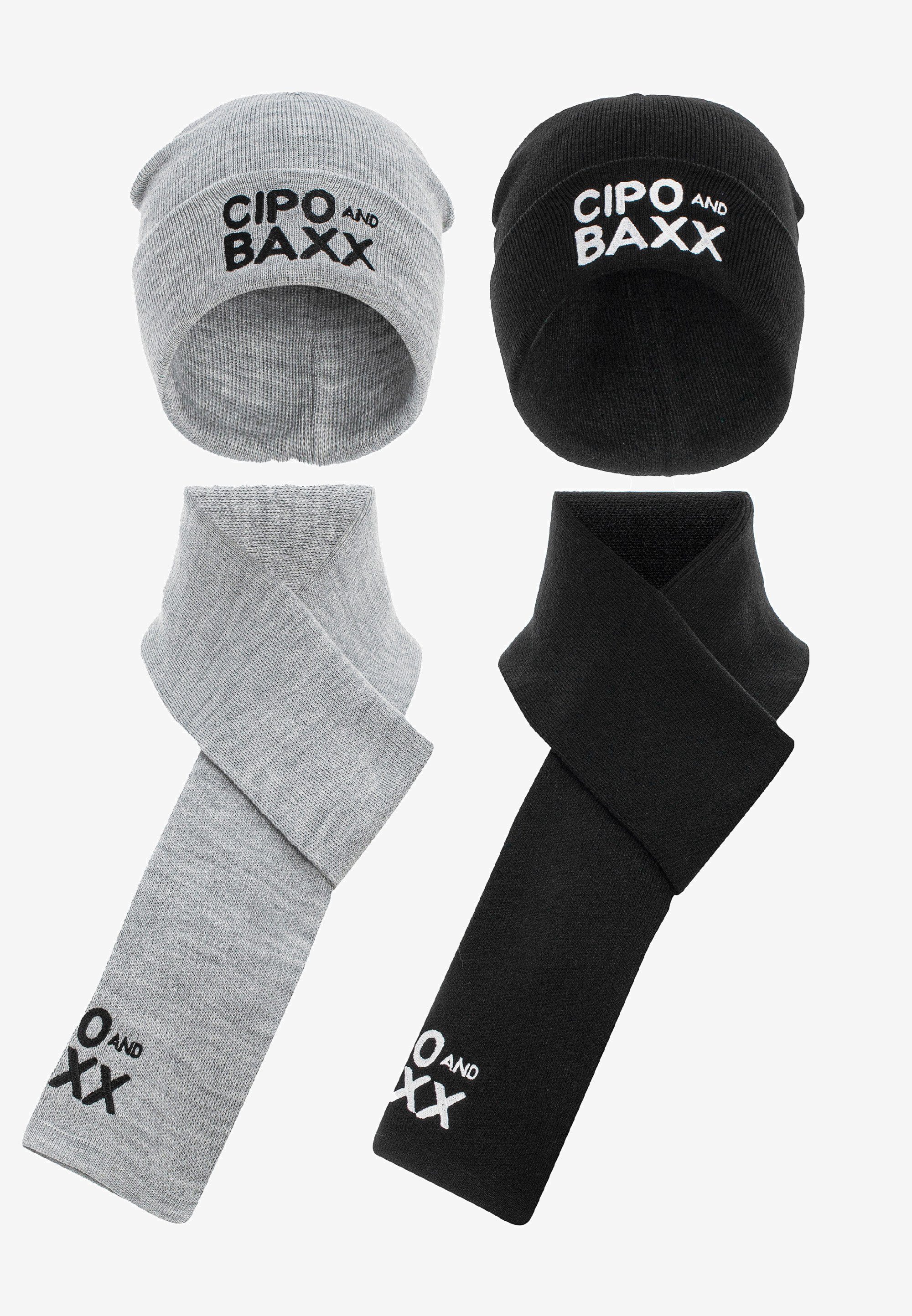 Cipo Strickmütze Baxx mit Markenschriftzug & bestickt