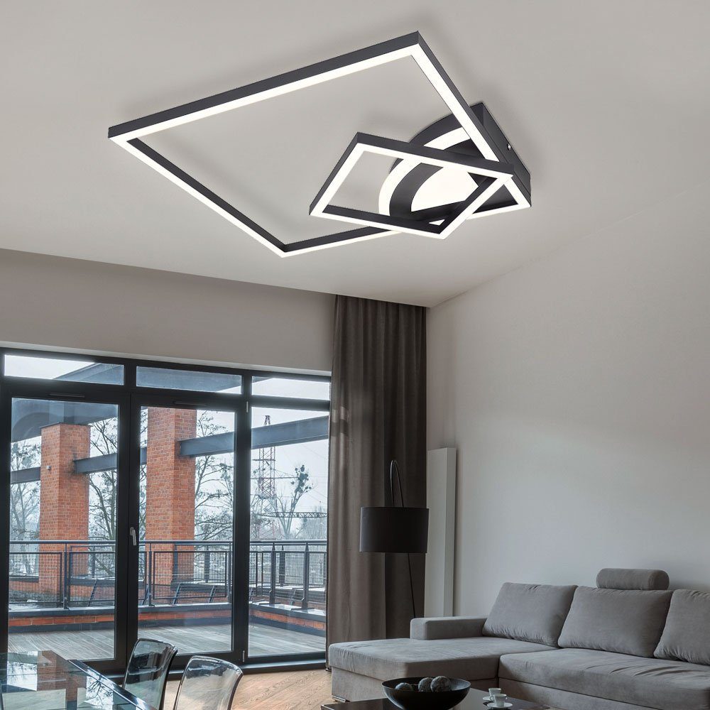 Design fest Wohnzimmerlampe Deckenleuchte LED Deckenlampe Warmweiß, etc-shop Deckenleuchte, schwarz verbaut, LED-Leuchtmittel LED modern