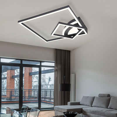 etc-shop LED Deckenleuchte, LED-Leuchtmittel fest verbaut, Warmweiß, LED Deckenlampe modern Design Deckenleuchte schwarz Wohnzimmerlampe