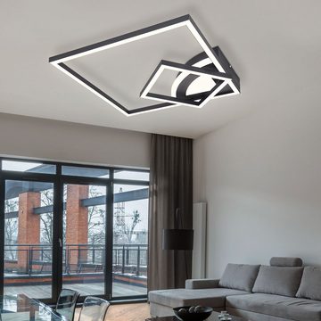 Globo LED Deckenleuchte, LED-Leuchtmittel fest verbaut, Warmweiß, LED Deckenlampe modern Design Deckenleuchte schwarz Wohnzimmerlampe