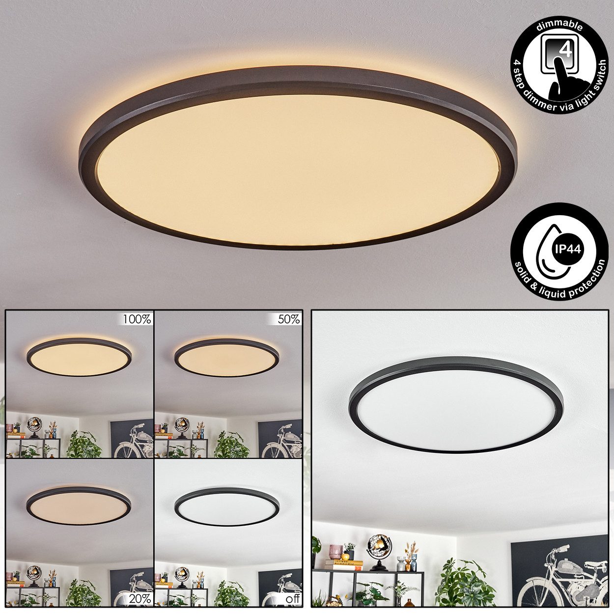 hofstein Deckenleuchte runde Deckenlampe aus Kunststoff günstig online kaufen