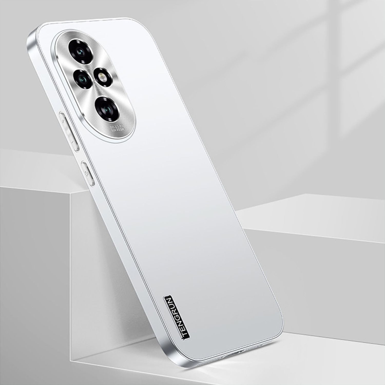 Wigento Handyhülle Für Honor 200 Pro Feinmattes Metall Design Handy Hülle Cover Silber