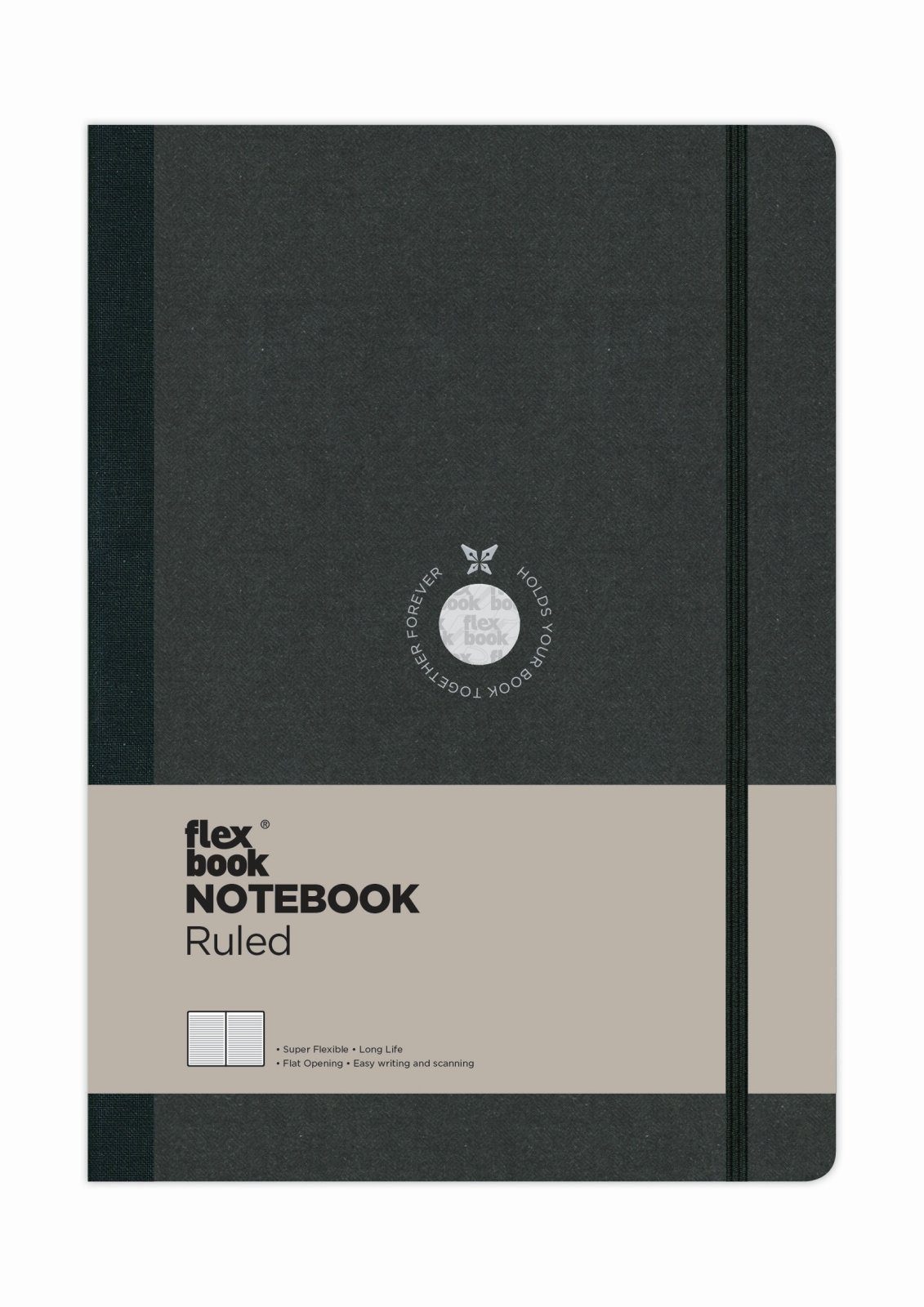 Flexbook Notizbuch Flexbook Globel Notizbuch blanko/linierte Seiten Elastikband verschied 17 * 24 cm / Liniert / Schwarz