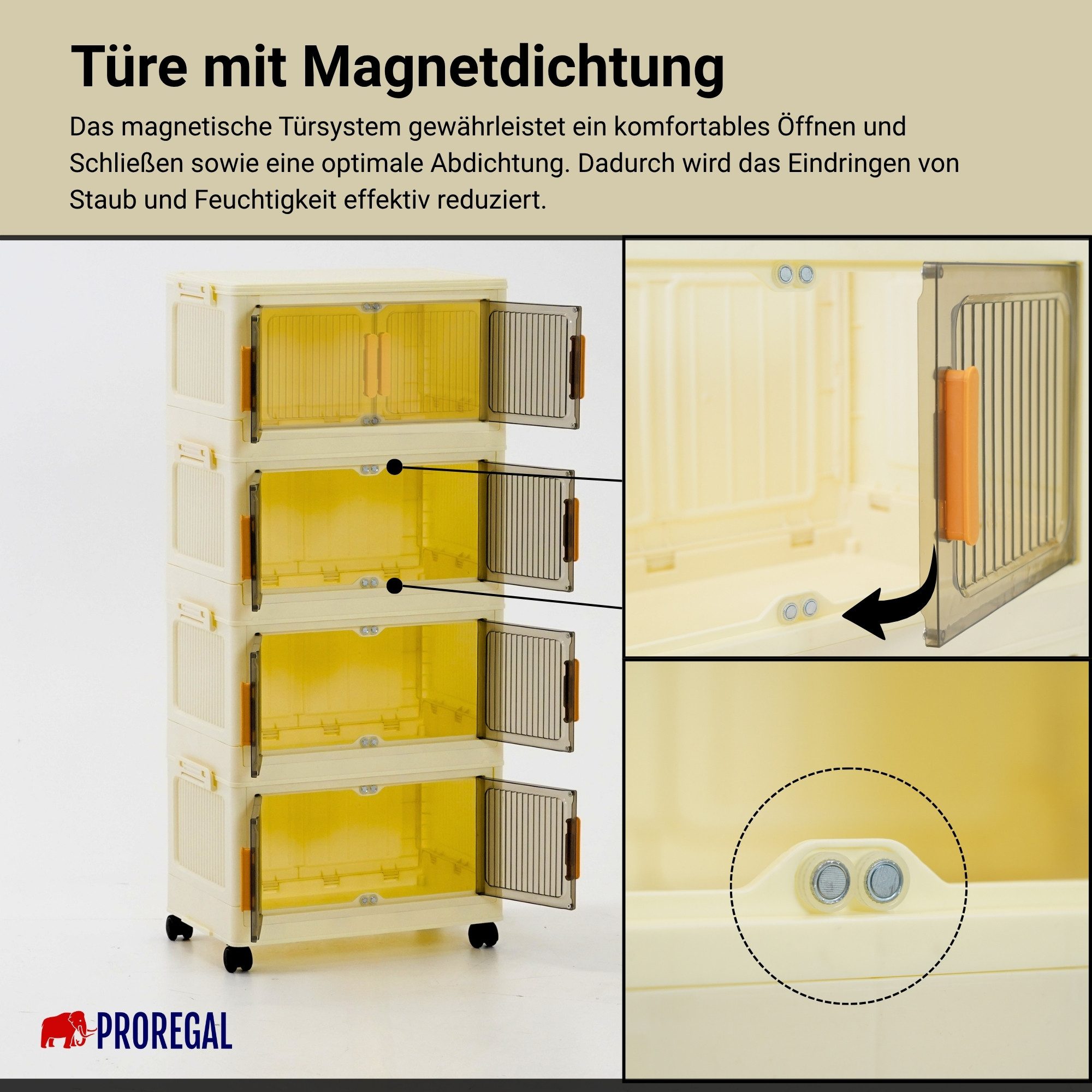 PROREGAL® Aufbewahrungsbox EasyCube stapelbar 4 Ebenen & Rollen Stapelboxen