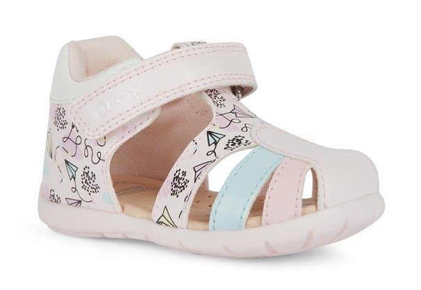 Geox B ELTHAN GIRL D Lauflernschuh Sandale, Klettschuh, Babyschuh mit weichem Lederfußbett