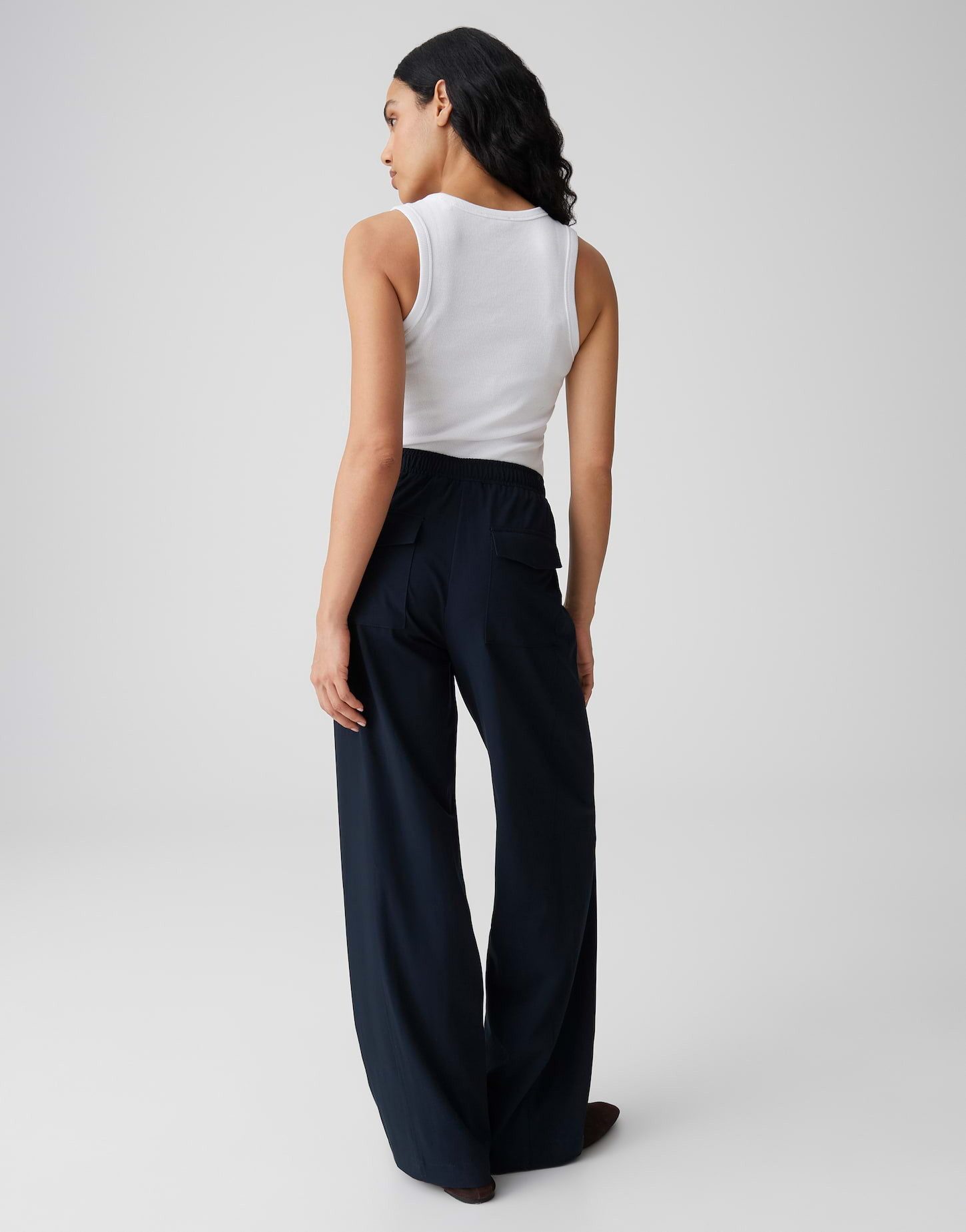 OPUS Stoffhose MELANE BLOOM Wide Leg Pants mit Komfortbund Elastischer Gummibund, Eingrifftaschen und fließender Fall