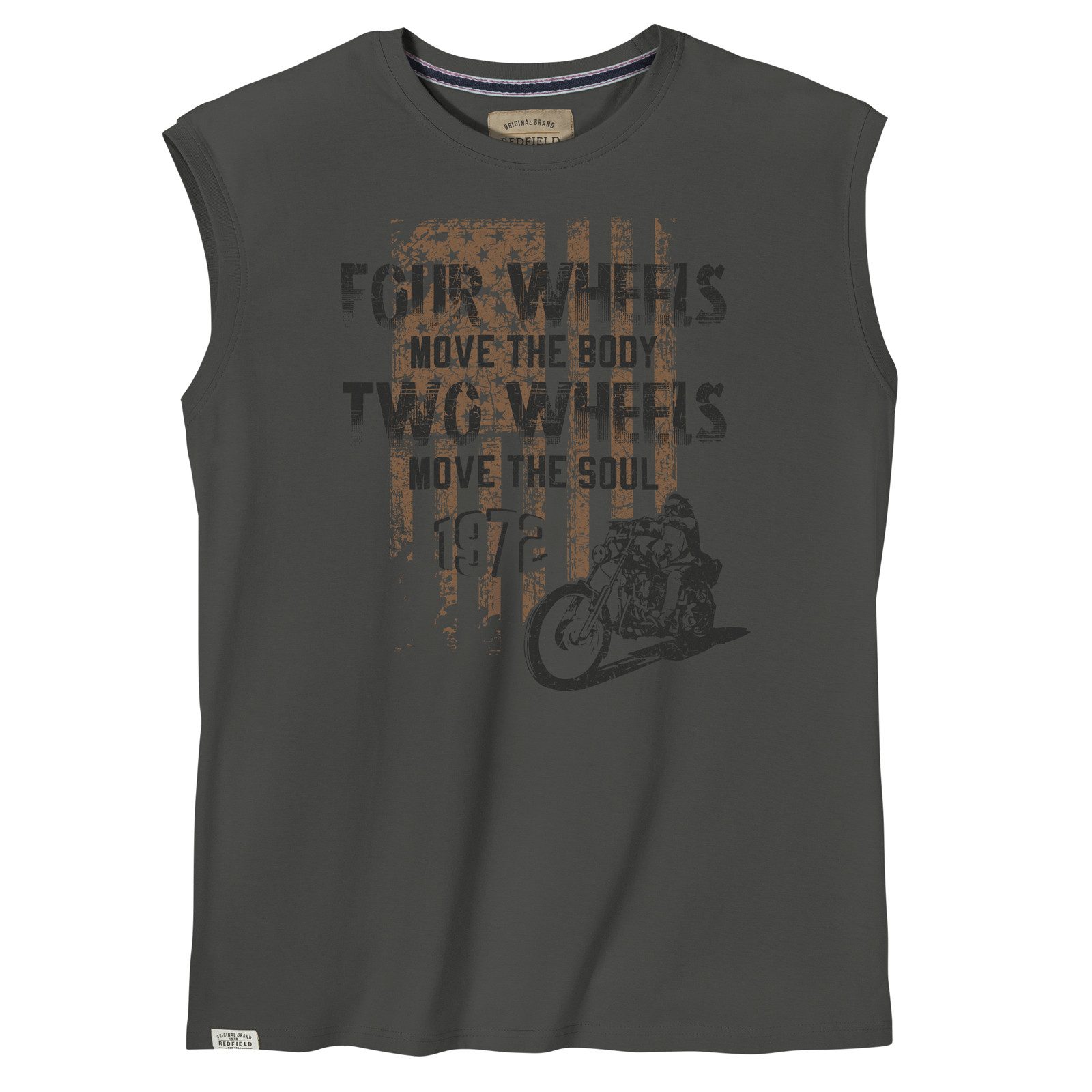 redfield Muscleshirt Redfield Tank Top in XXL Größen Biker Print, grau