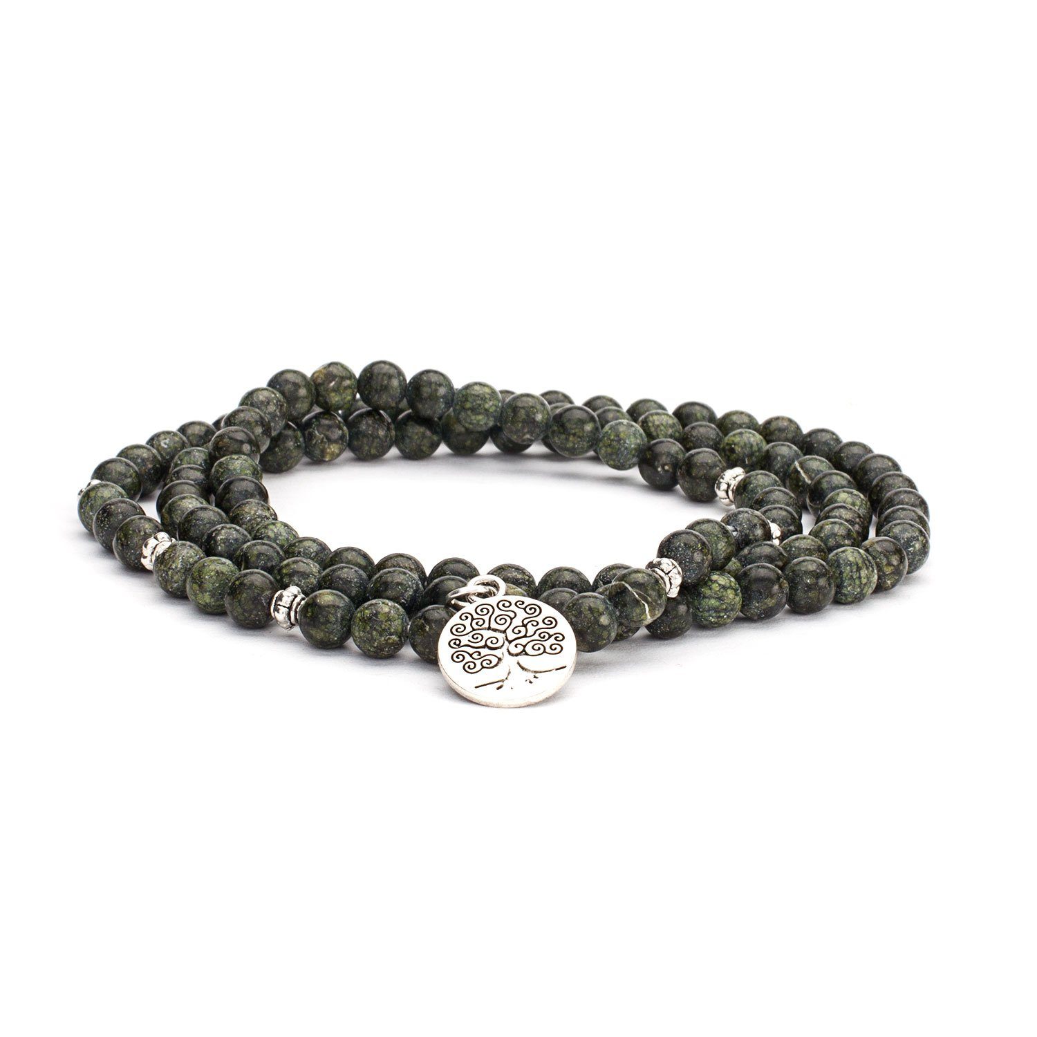 bodhi Wickelarmband Mala Wickel-Armband mit grünem Serpentinit, Modeschmuck