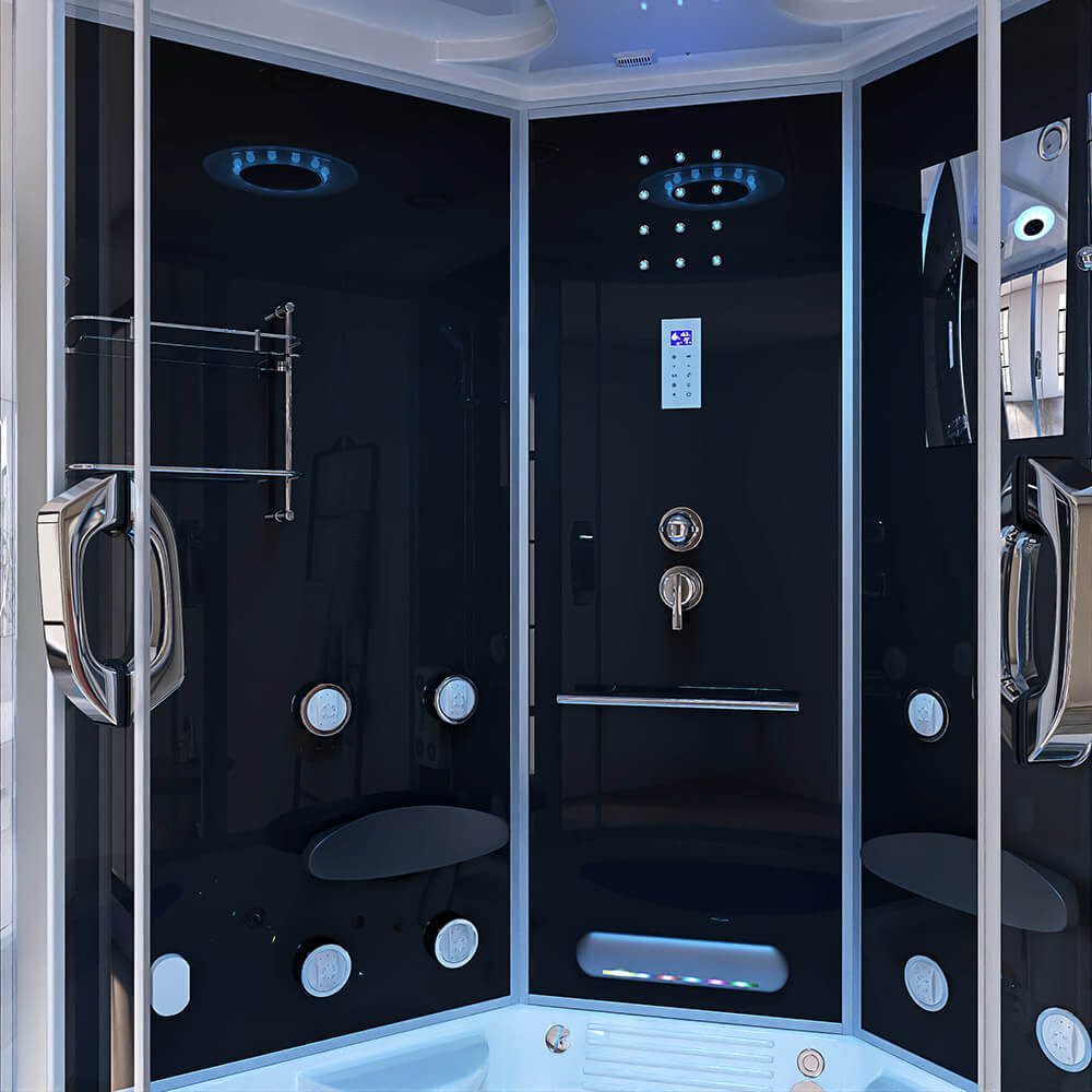 HOME DELUXE Dampfdusche EXCLUSIVE - Weiß, BxT: 150x150 cm, Einscheibensicherheitsglas, inkl. Radio, Regendusche und komplettem Zubehör, Dampfsauna, Badewanne, Whirlpool, Dusche