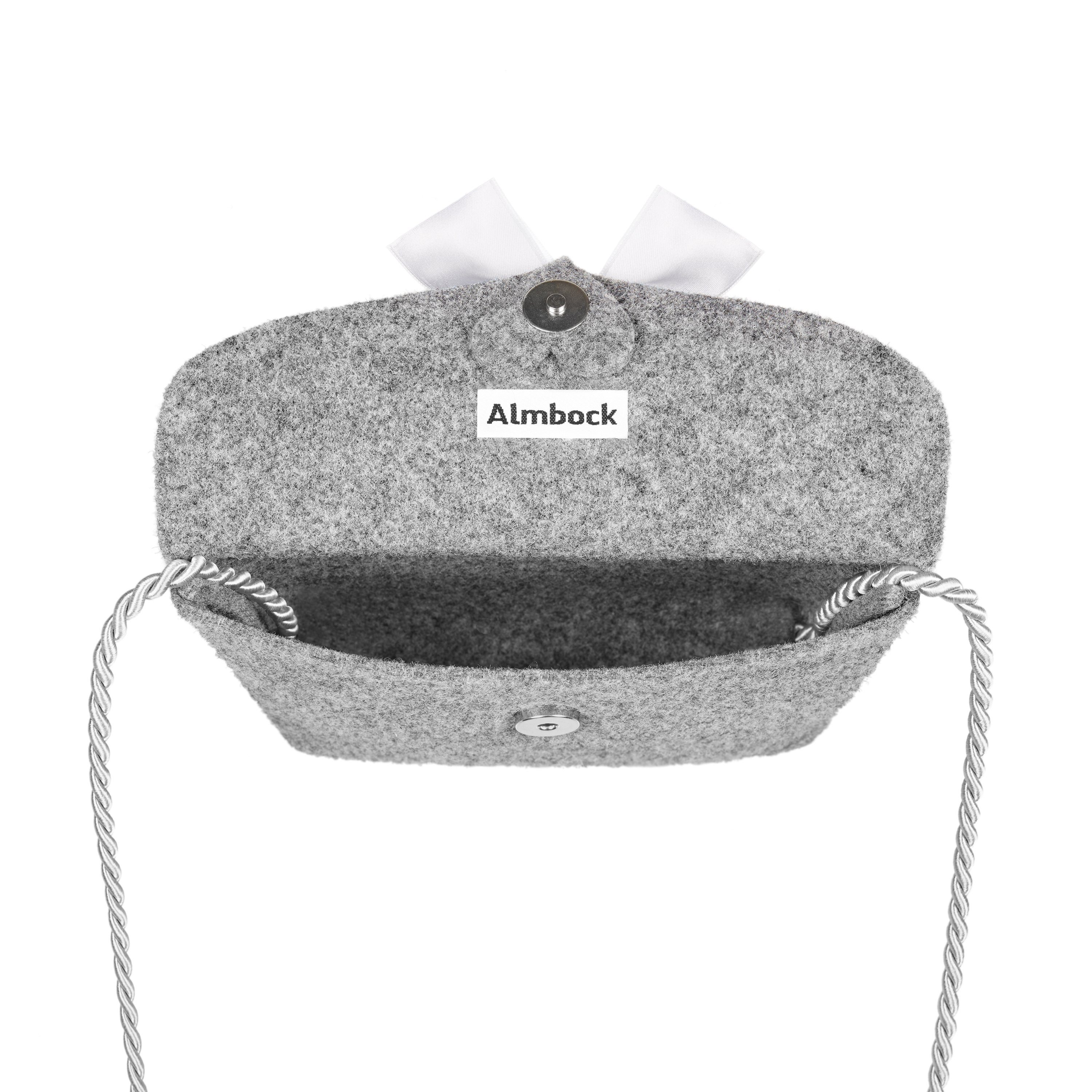 Almbock Trachtentasche Dirndltasche Lilly, handgemachte Wollfilztasche, grau