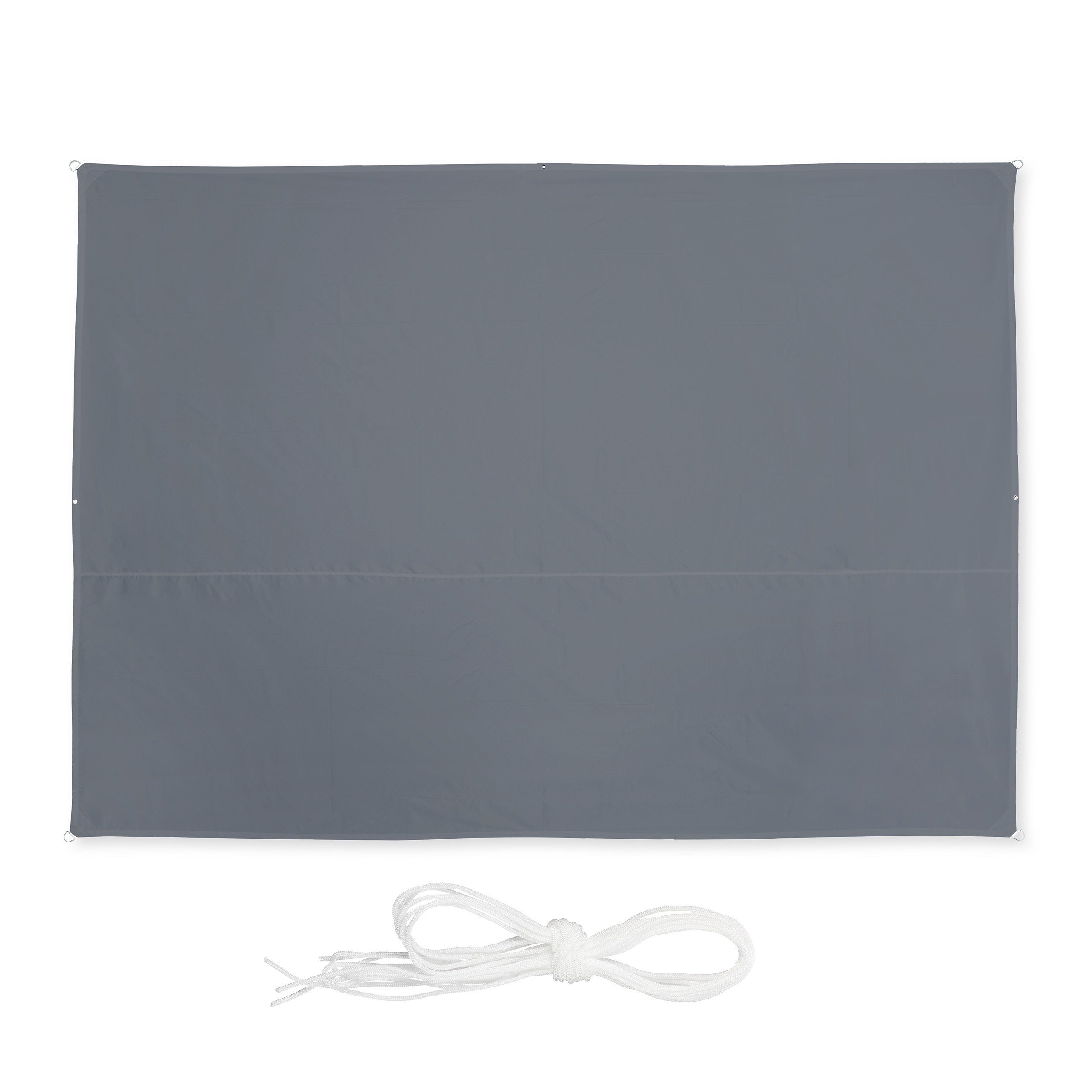 relaxdays Sonnensegel Graues Sonnensegel rechteckig, (6-tlg), 2,5 x 3,5 m