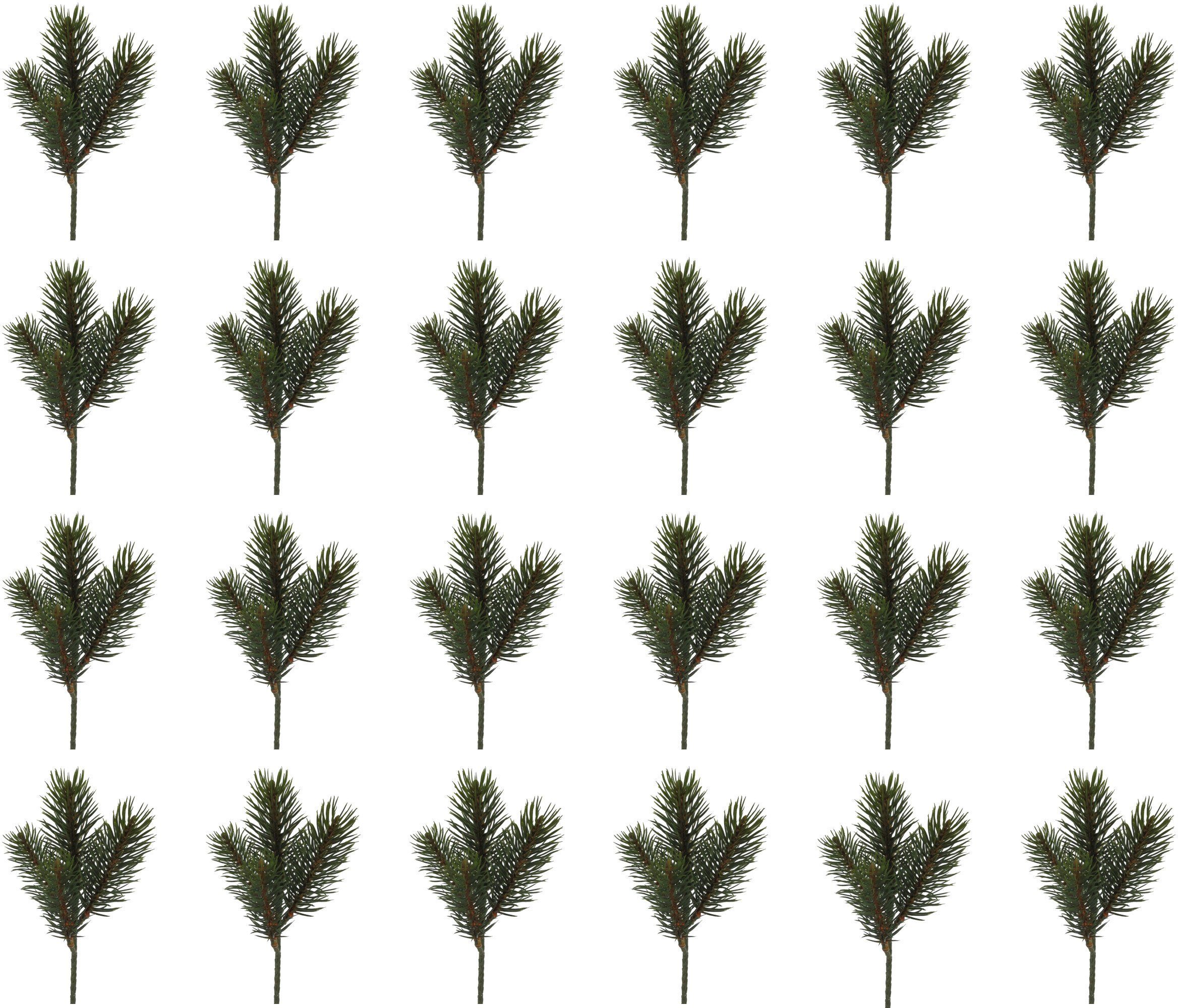 Neues Geschäft Winterliche Kunstpflanze Weihnachtsdeko Zweig 24 Creativ Tanne, green, Stück benadelt, cm, im Höhe Set 24