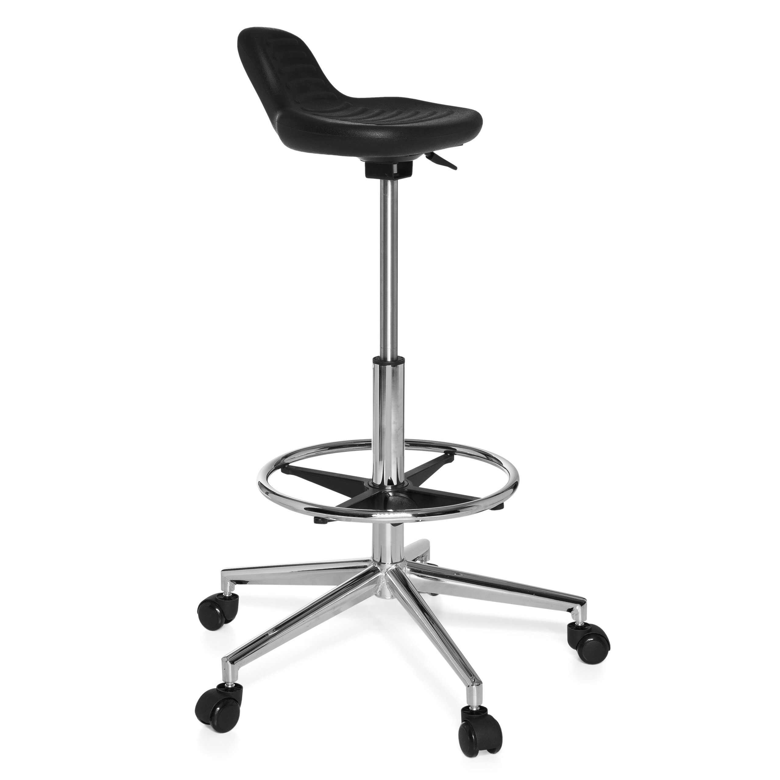 hjh OFFICE Arbeitshocker TOP WORK 03 Sitzhocker Kunstleder Höhe, Arbeitsstuhl Drehhocker Bürohocker mit Fußring, höhenverstellbar