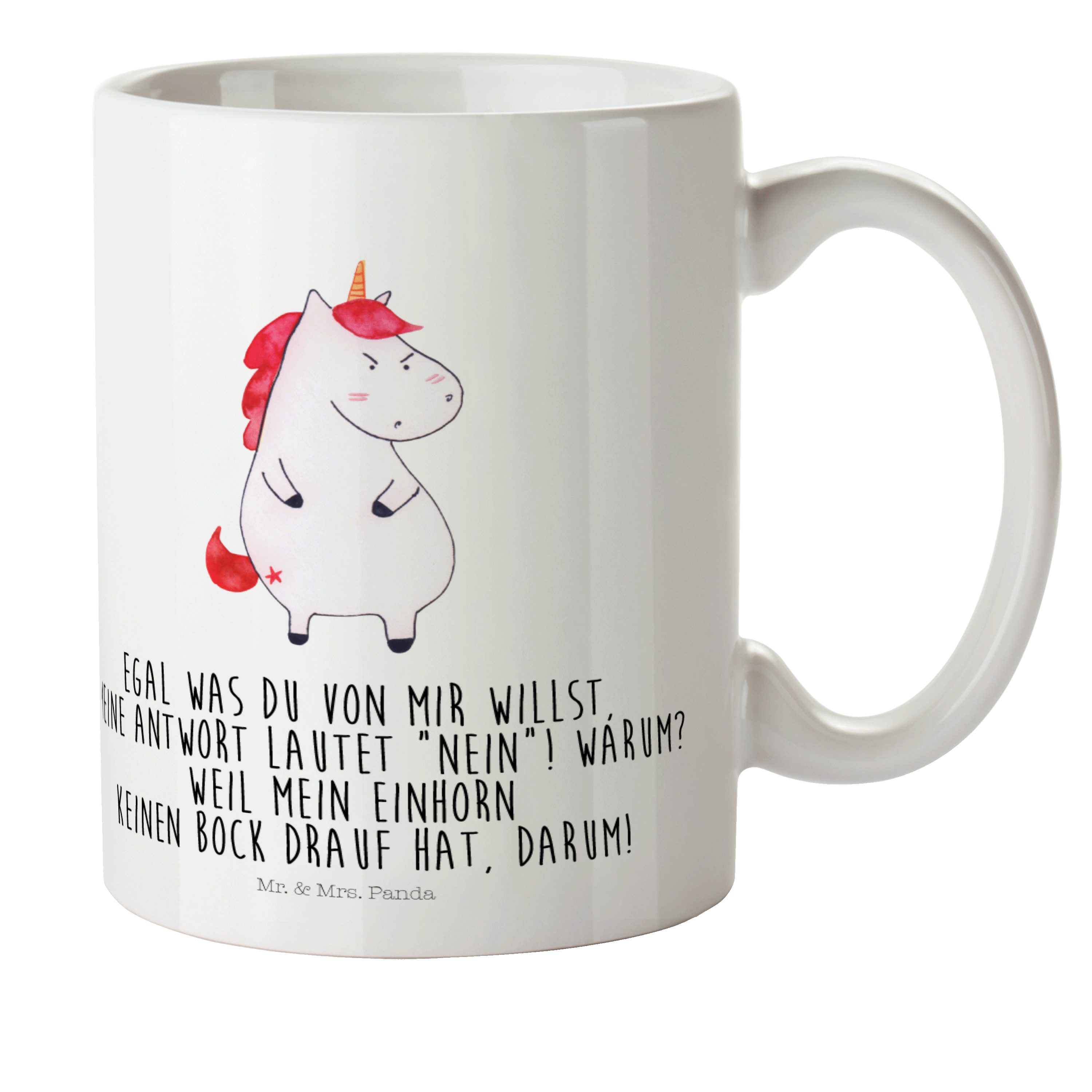 Einhorn - Weiß Mr. & Geschenk, Kunststoffgeschirr, Panda Mrs. Tasse, Unicorn, - Kinderbecher Kunststoff wütend
