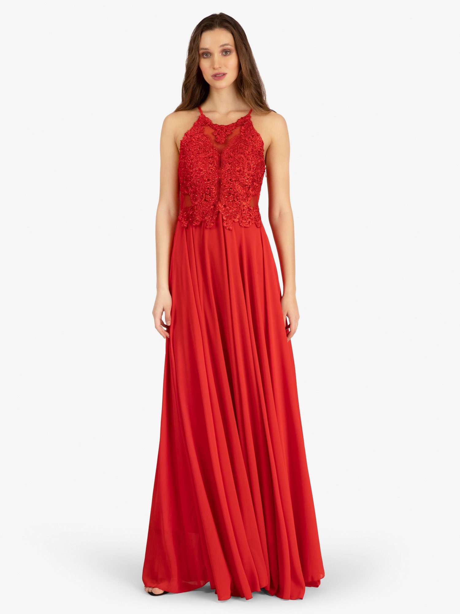 Apart Abendkleid Mesh, Spitze, Chiffon rot