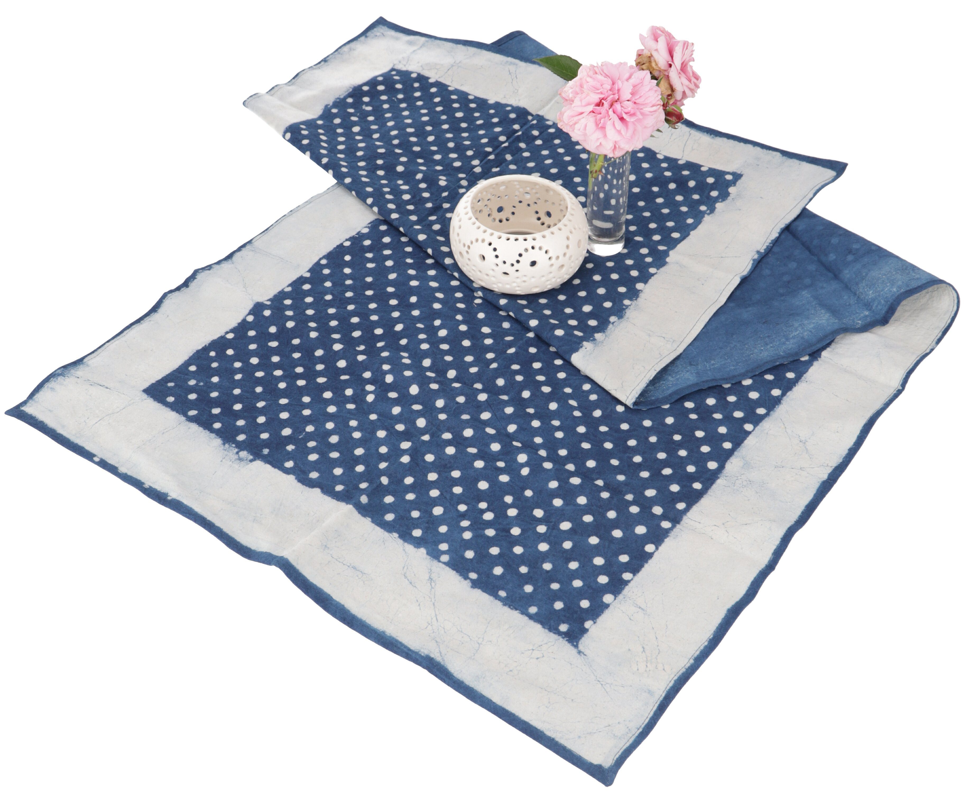 Tischläufer Tischläufer Blockdruck, blau Boho.. 1 Guru-Shop Tischdecke,