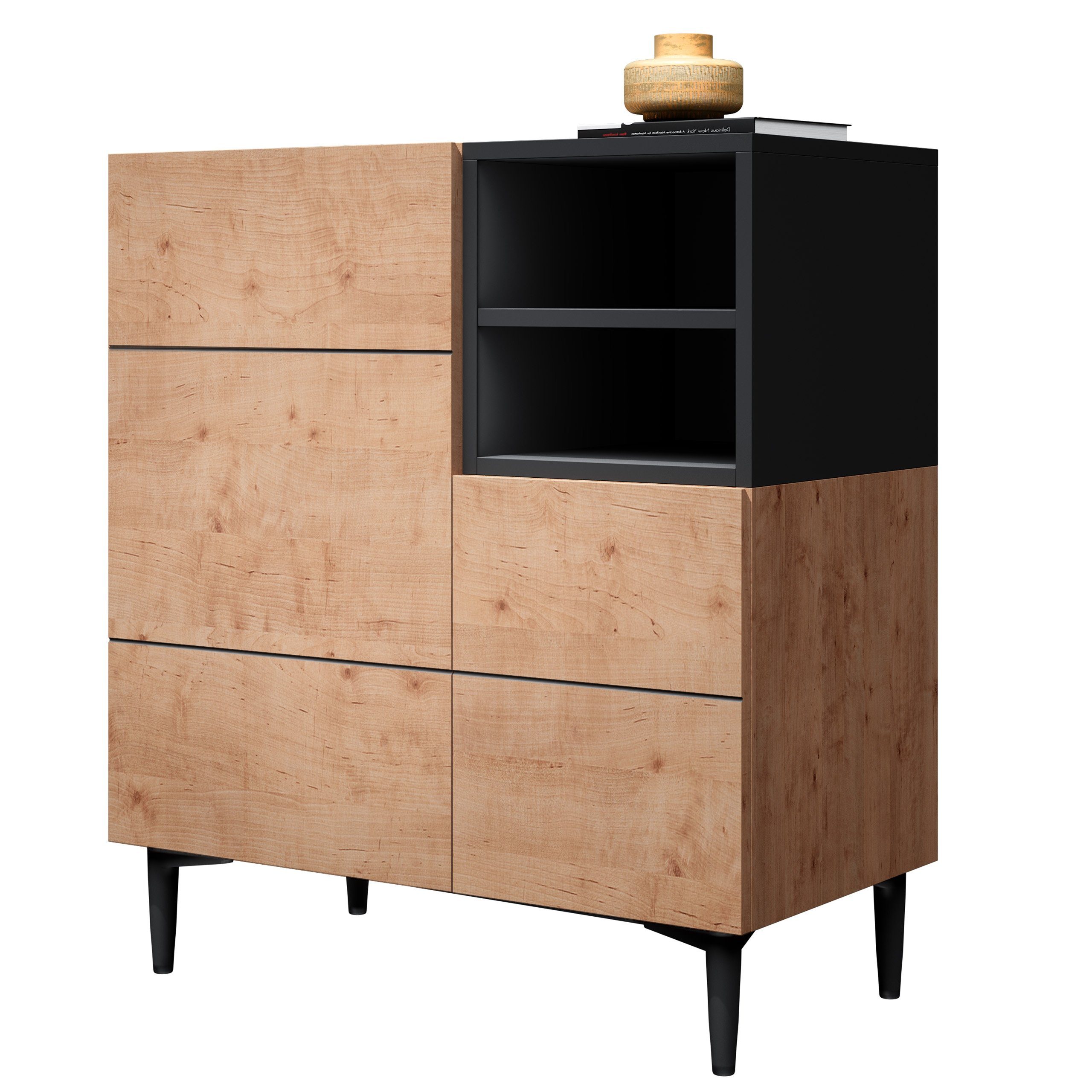Newroom Sideboard Nizza, Wildeiche Sideboard Vintage Industrial Highboard A günstig online kaufen
