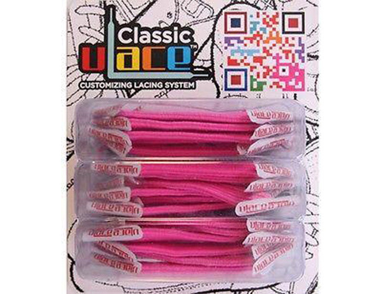 U-Laces Schnürsenkel Classic 18 Stück - elastische Schnürsenkel mit Wiederhaken Hot Pink