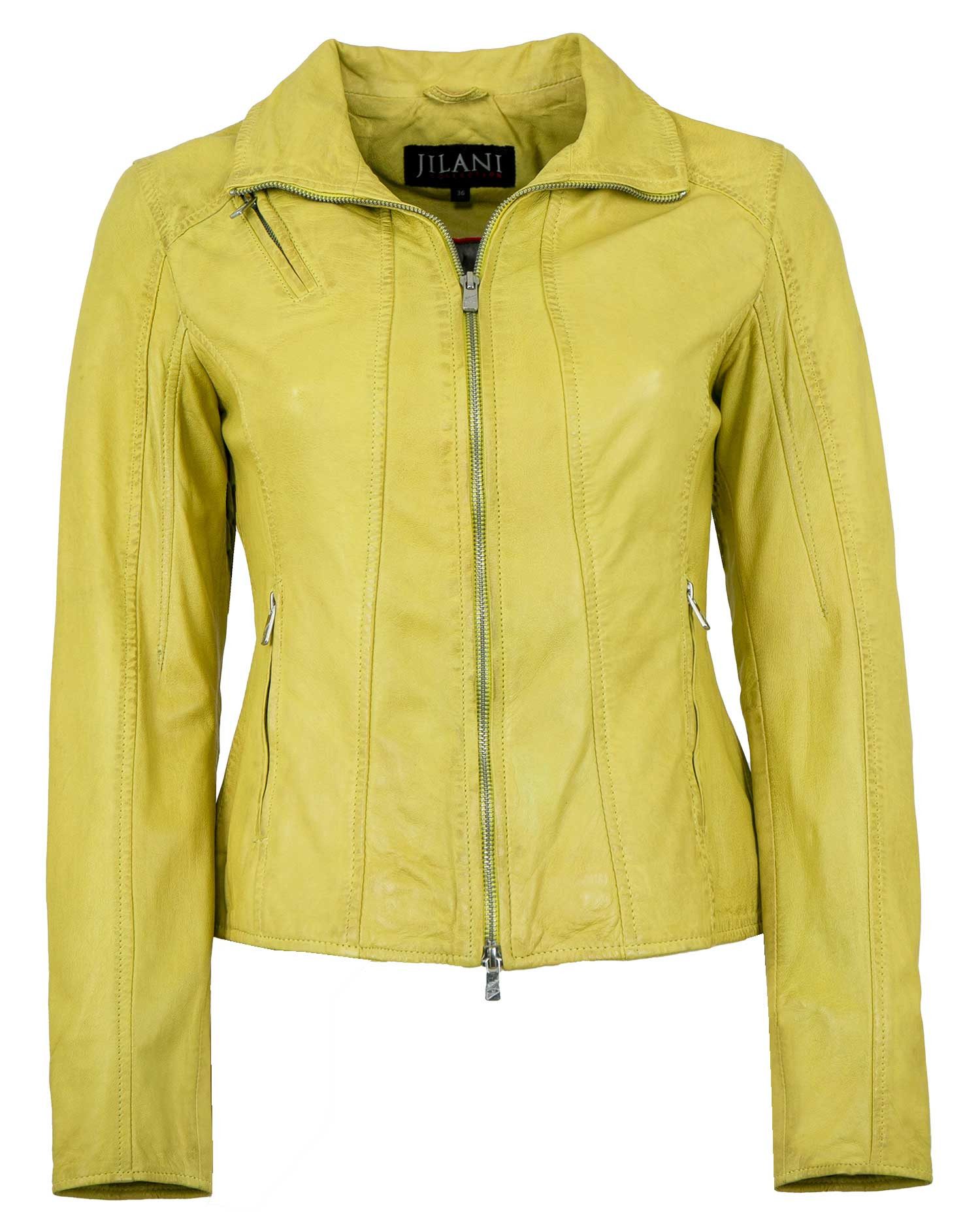 Jilani Lederjacke Halina Jilani - Damen Lederjacke Lammnappa gelb antik günstig online kaufen