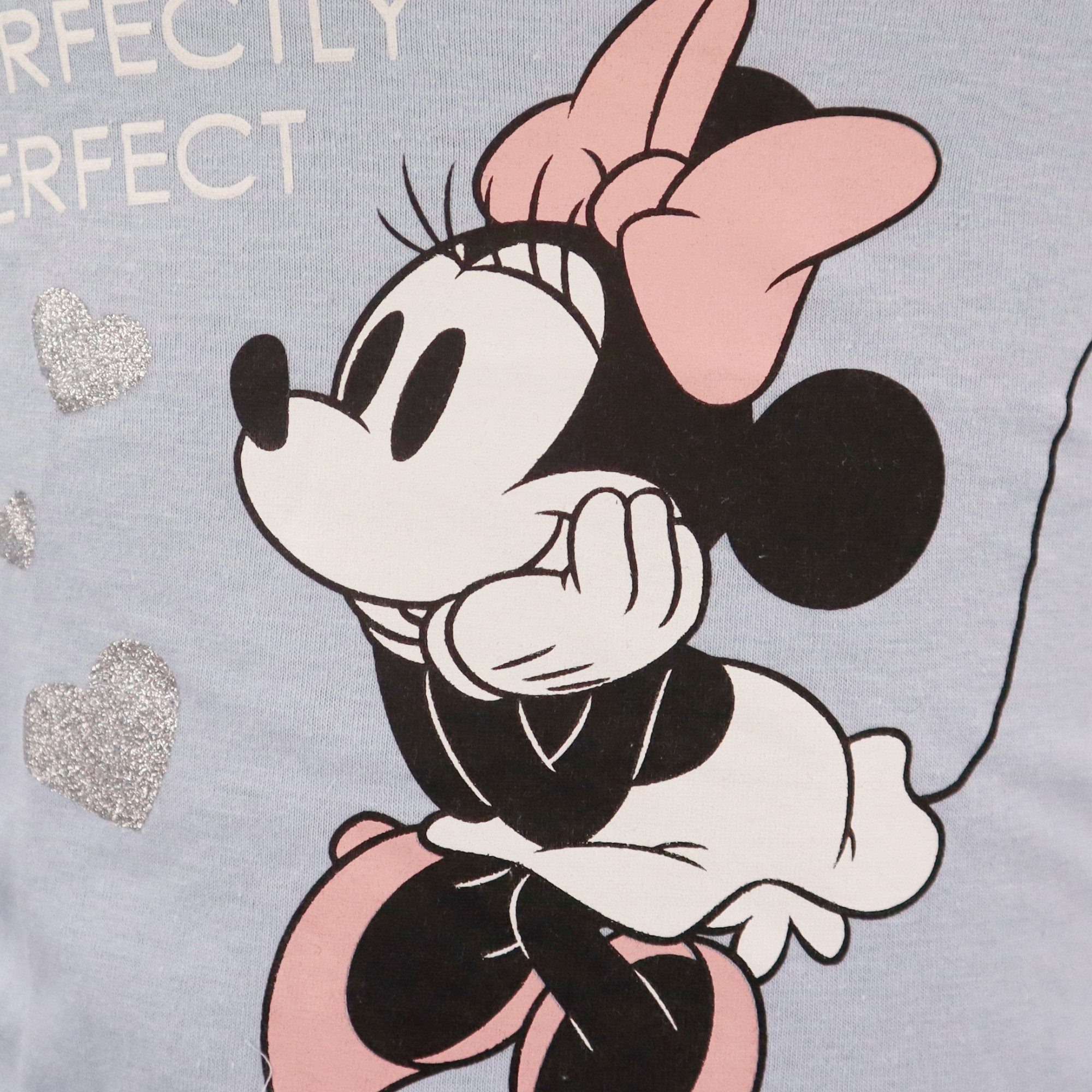 Disney Minnie Mouse Langarmshirt Maus Minnie Mädchen 100% Gr. bis Hellblau Shirt Baumwolle 128, Kinder 98