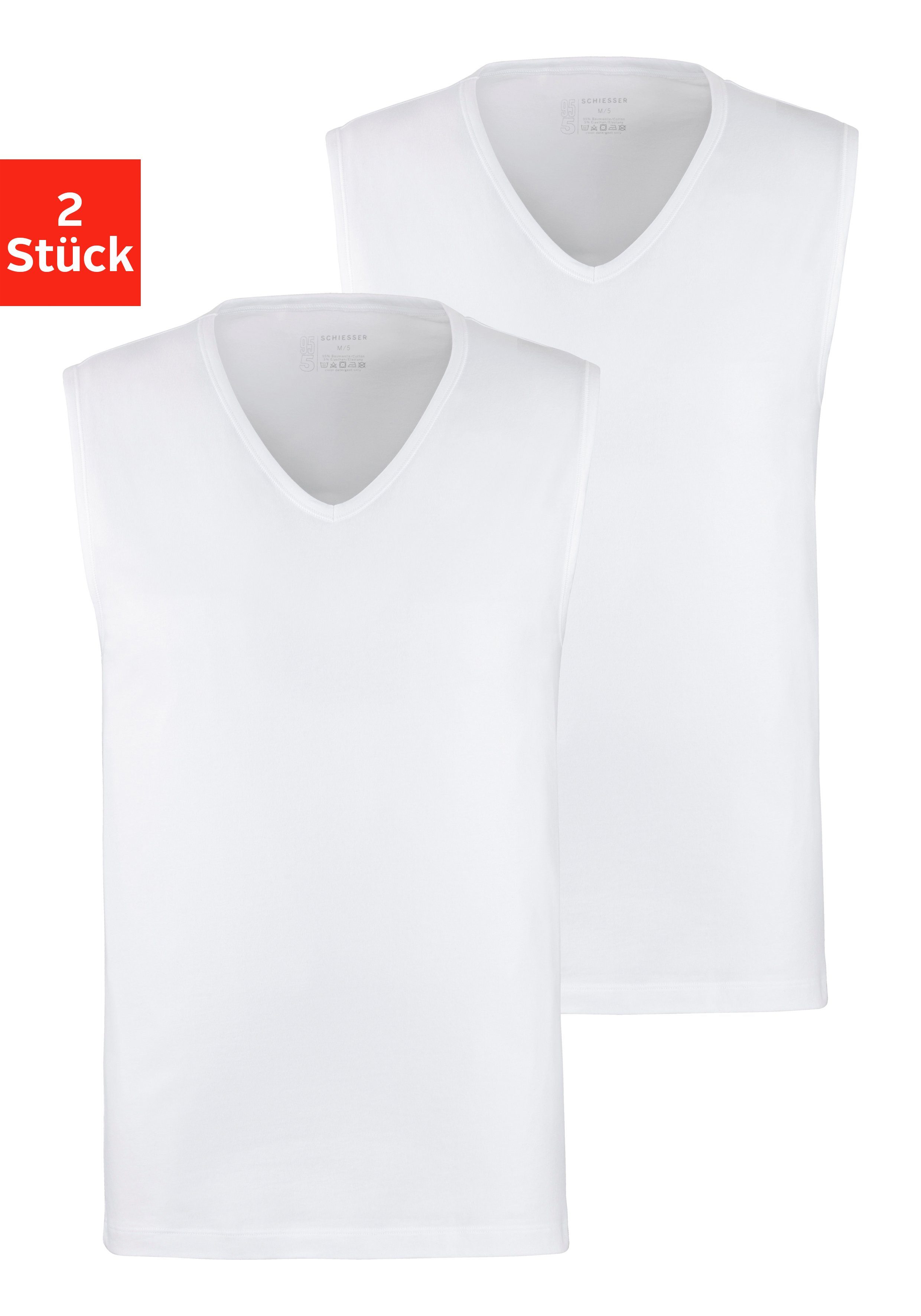 Schiesser Achselhemd (2er-Pack) mit V-Ausschnitt Weiß | Unterhemden