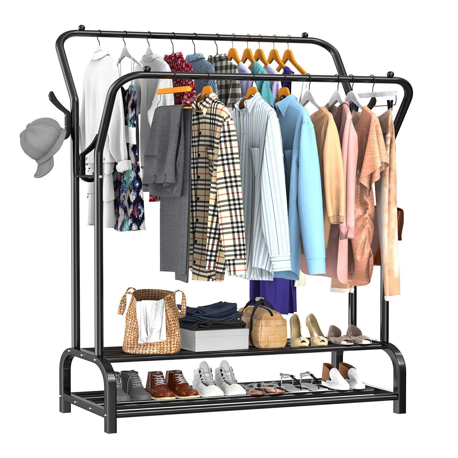 ToteBox Garderobenständer 3-in-1-Kleiderständer: Doppelstangen, 8 Haken & S günstig online kaufen