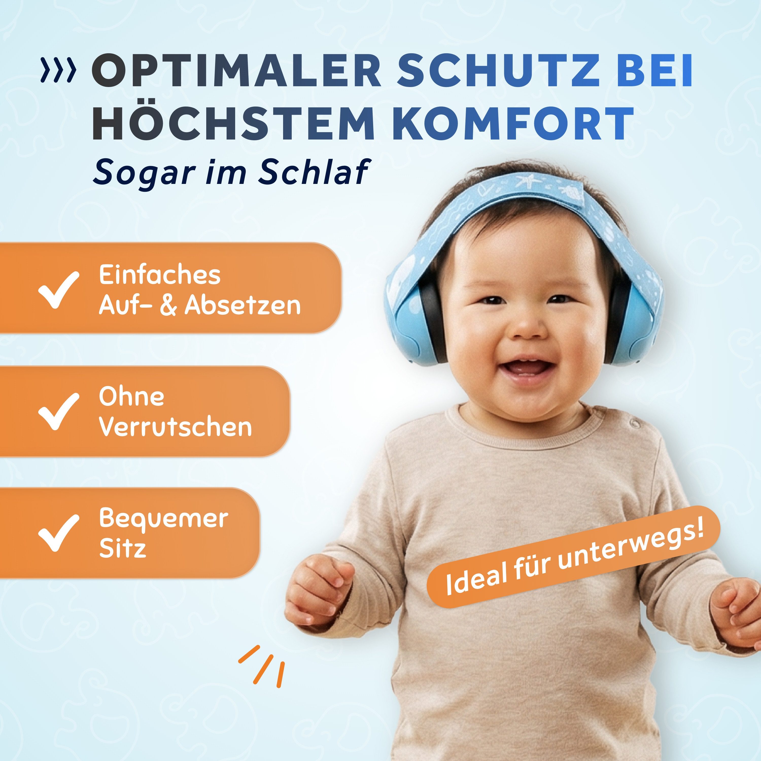 Schallwerk Kapselgehörschutz Mini+ Ohrenschützer für Kleinkinder - Gehörschutz Baby, (Kopfhörer Babys & Kleinkinder, Ohrenschutz für Babys mit verstellbaren Band), bis zu 52cm Kopfumfang