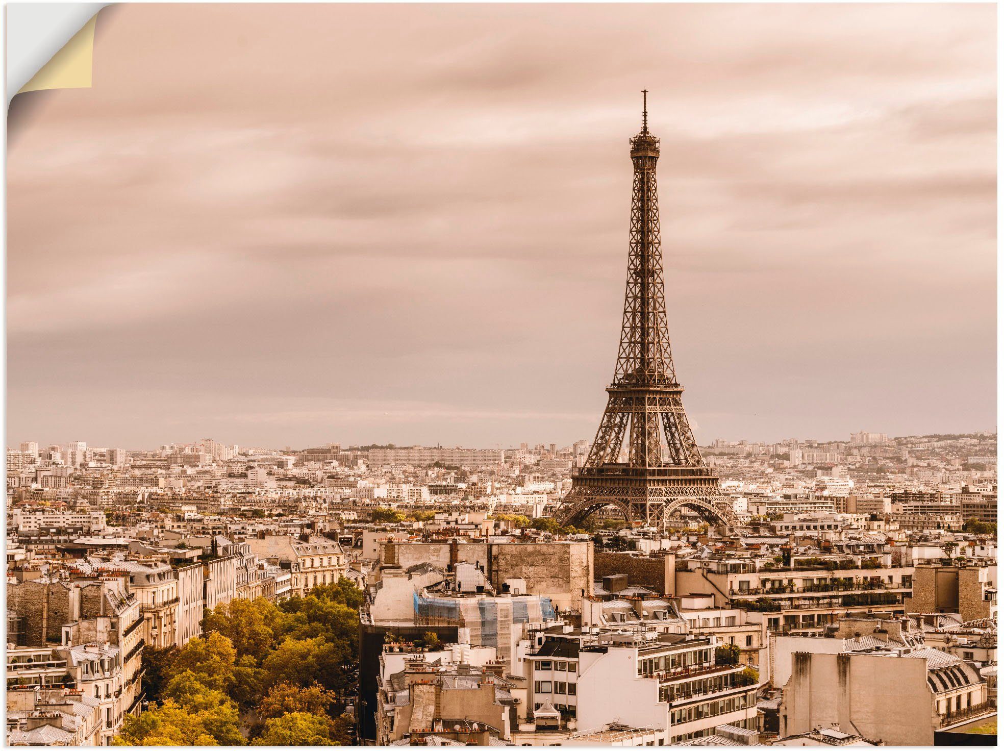 Artland Wandbild versch. St), Wandaufkleber Paris Eiffelturm Größen oder Frankreich (1 als Alubild, Leinwandbild, Poster in I