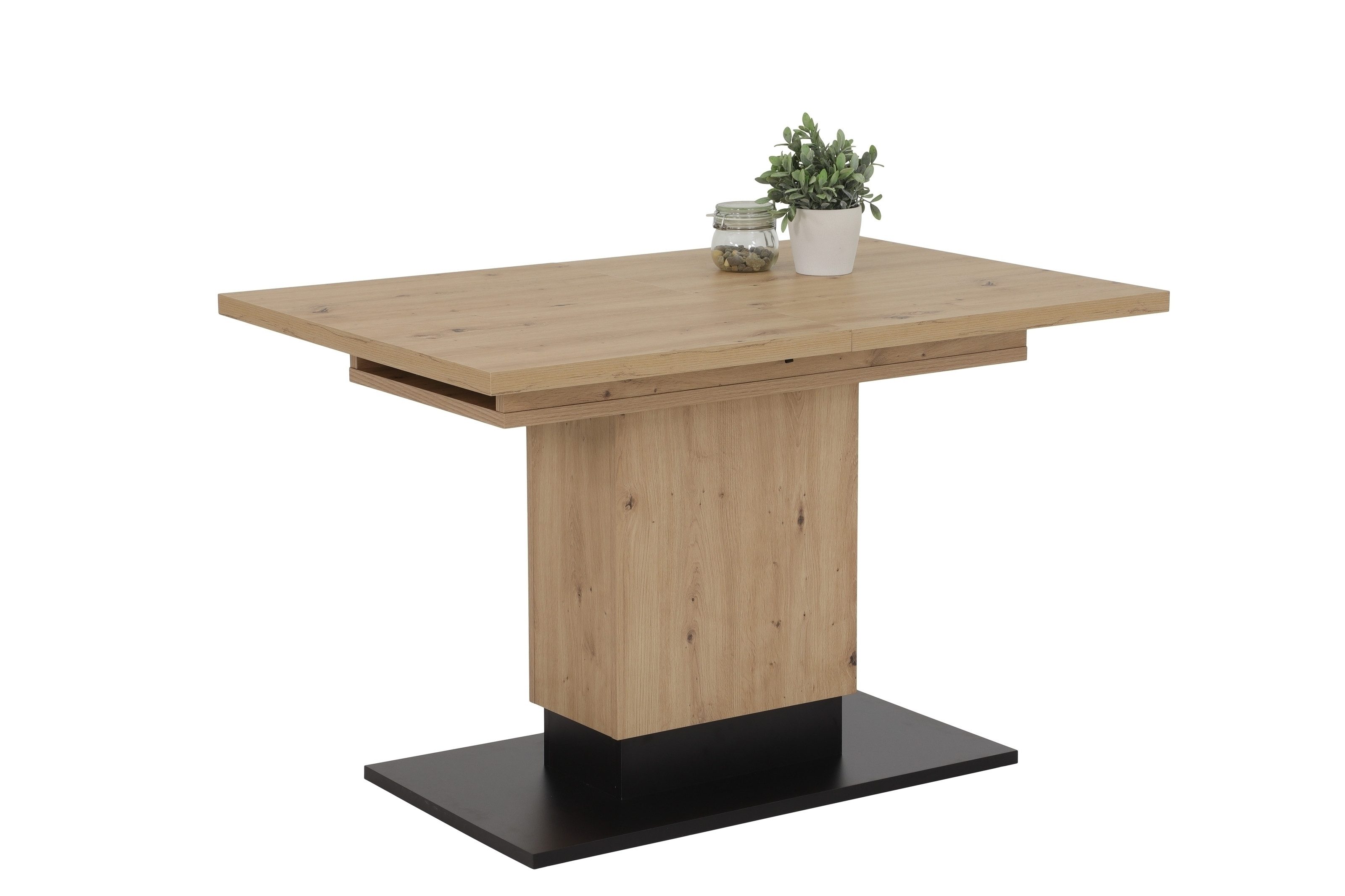 freiraum Kulissen-Esstisch LORENA, ausziehbar 180cm, Eiche Dekor / anthrazit - 120/180x76x80cm (BxHxT)