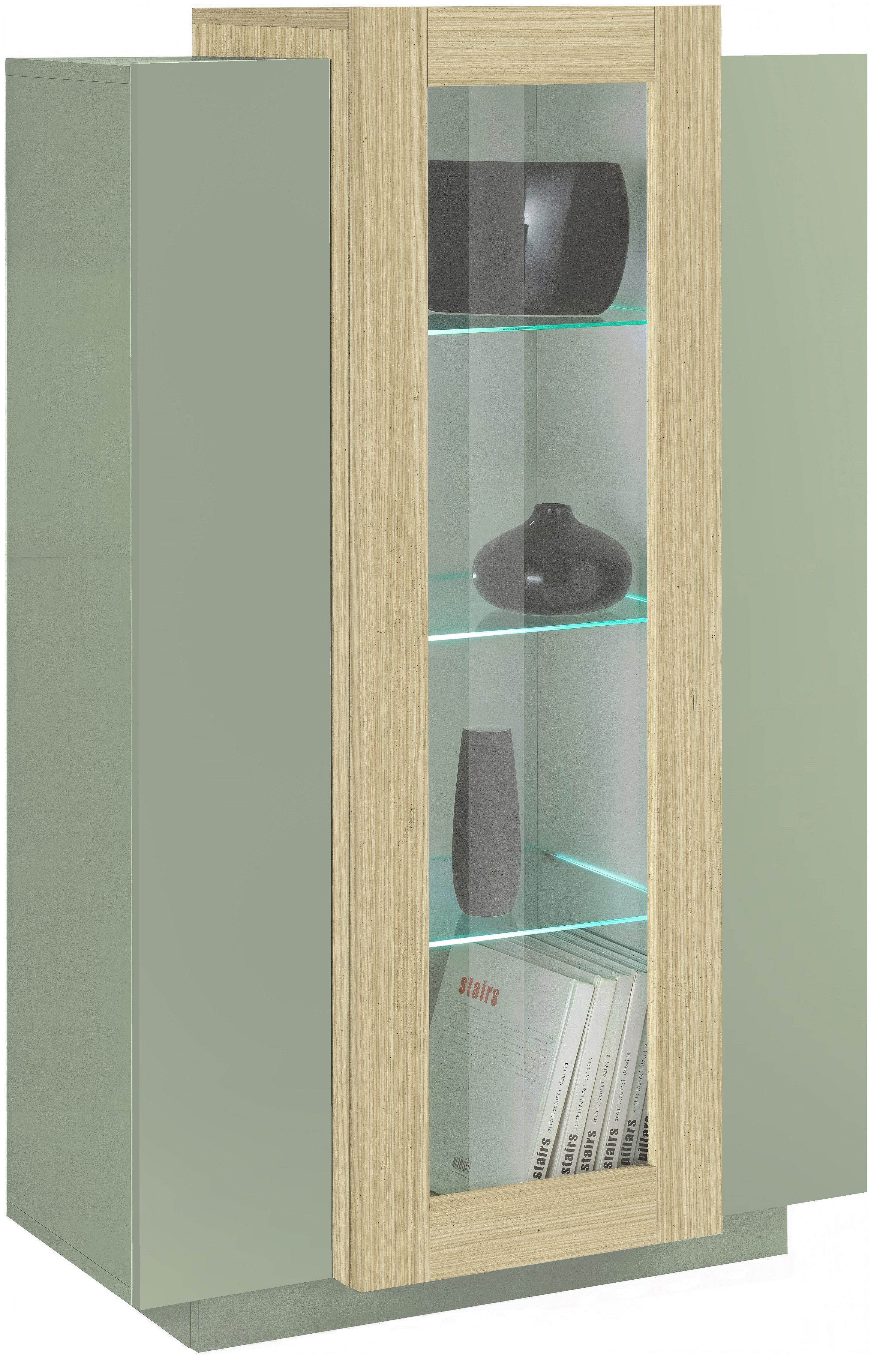 Home affaire Vitrine Coro, Vitrine, Glasvitrine, Vitrinenschrank, Stauraumvitrine 3 Türen davon 1 Glastür, 9 Fächer, Doppeltiefe, Höhe 120,5cm