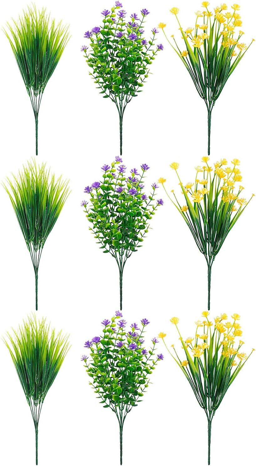 Kunstblume Künstliche Blumen 9 Bündel Bunte Kunststoffpflanzen Deko Garten, FELIXLEO