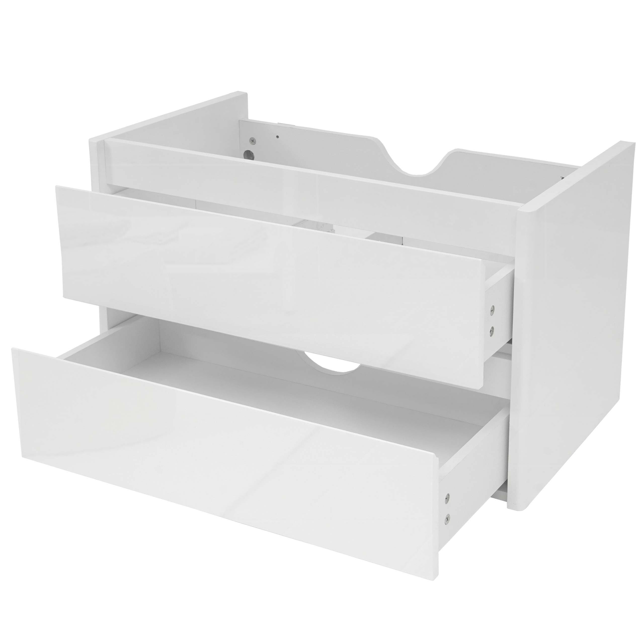 MCW Waschbeckenunterschrank MCW-B19-WUS (1-St) Hochglanz-Optik, 2 Schubladen, Inkl. Befestigungsmaterial