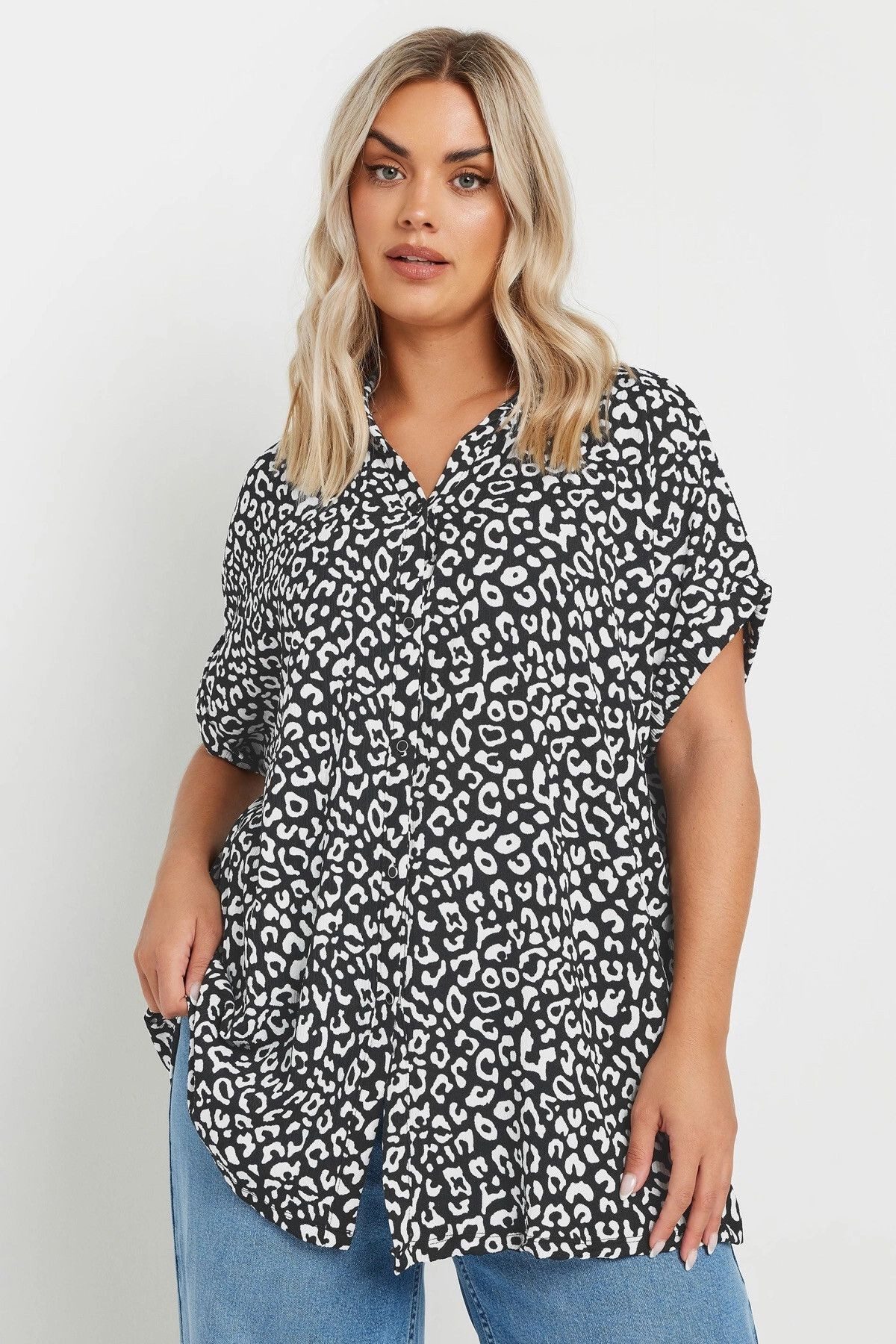 Stil Diva Businesshemd Plus Size Loose Fit Gemustertes Hemd günstig online kaufen