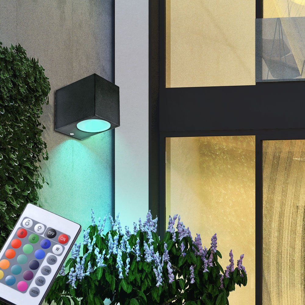 LED Aufbaustrahler, Außen Wand Strahler ALU Fernbedienung
