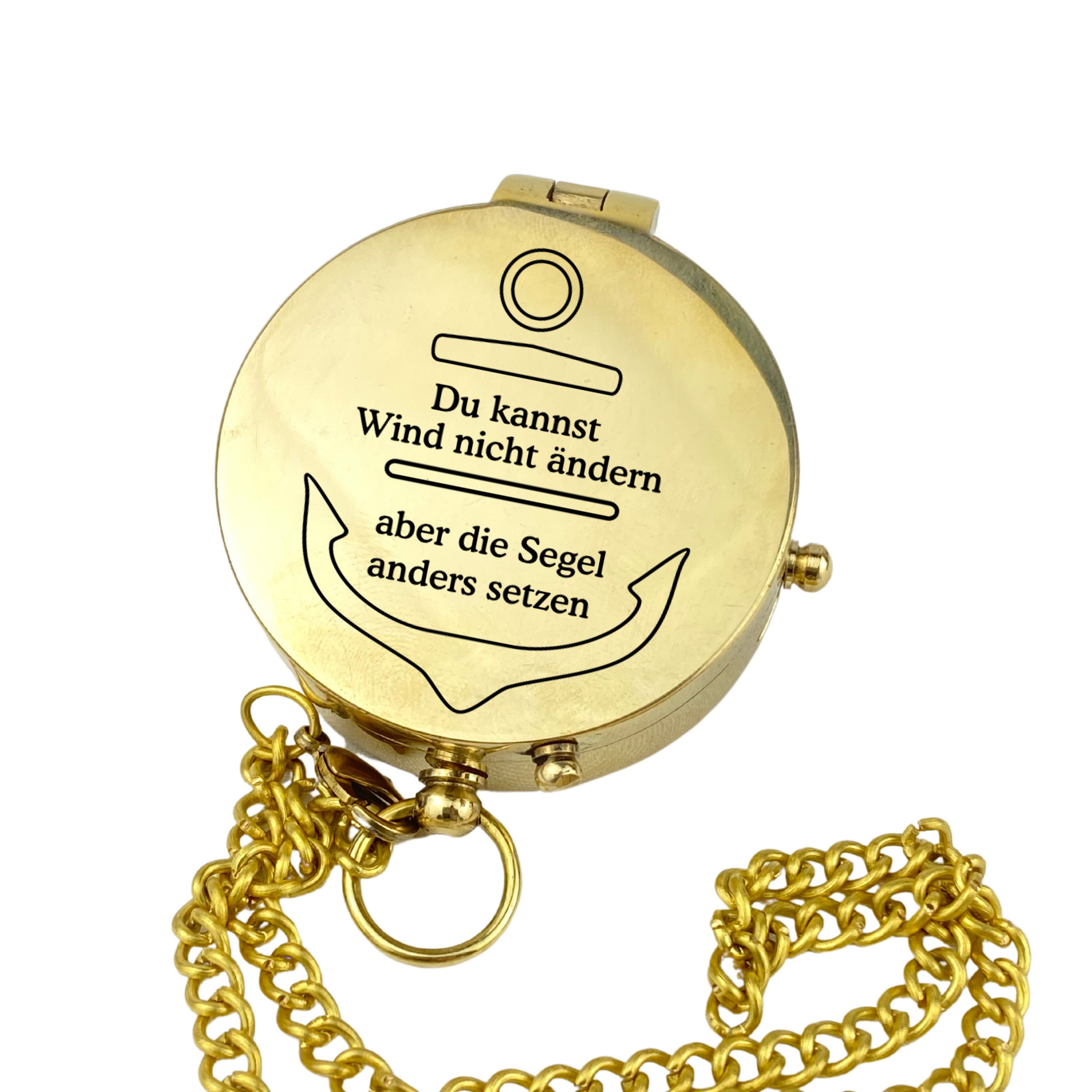 Lasernauten Kompass Kompass Messing poliert mit Gravur auf dem Deckel verschiedene Motive, Kompass aus poliertem Messing