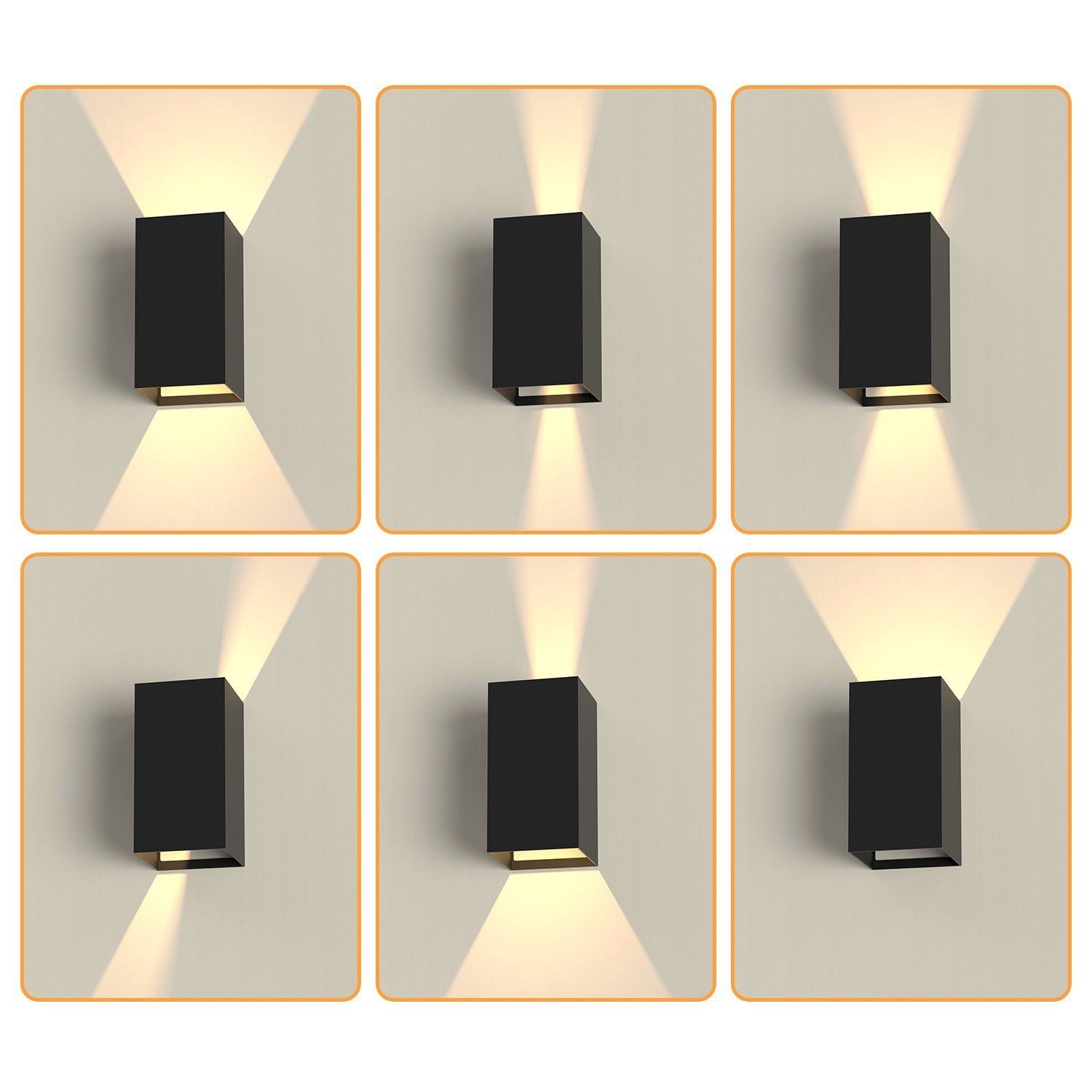 ZMH LED Außen-Wandleuchte Modern Up Down Außen-Wandleuchte Schlafzimmer Flur, LED fest integriert, Warmweiß, Treppenlampe,Flurlampe,Warmweiß,wandlampe aussen – Bild 4 von 5