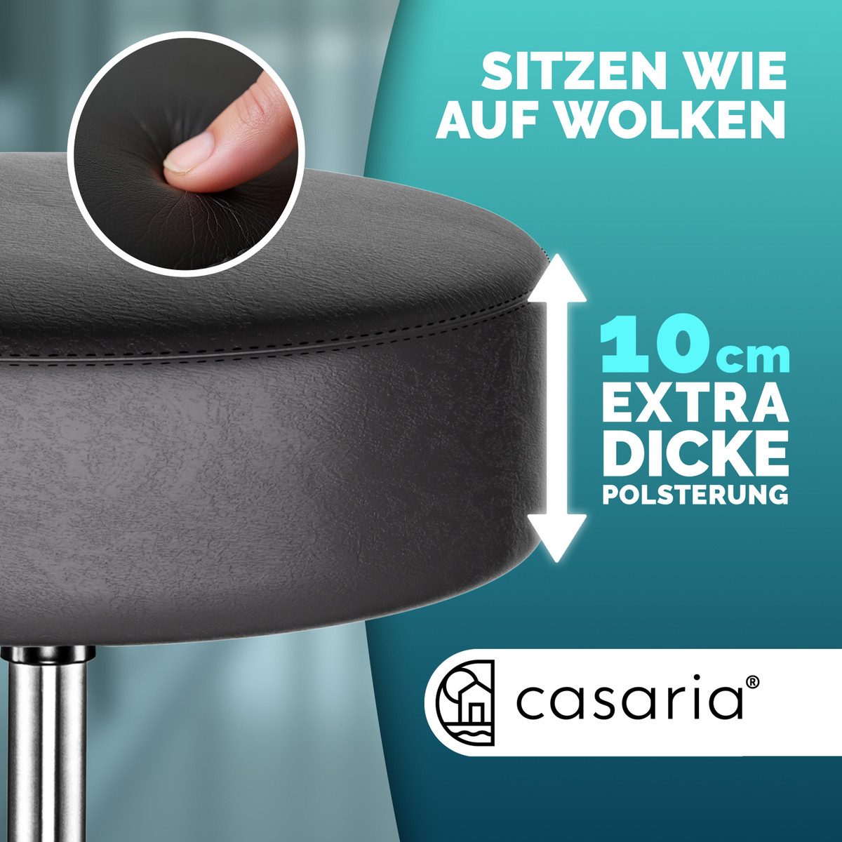 Casaria Drehhocker, Höhenverstellbar 10cm Polsterung 46-60cm Sitzhöhe 360° günstig online kaufen